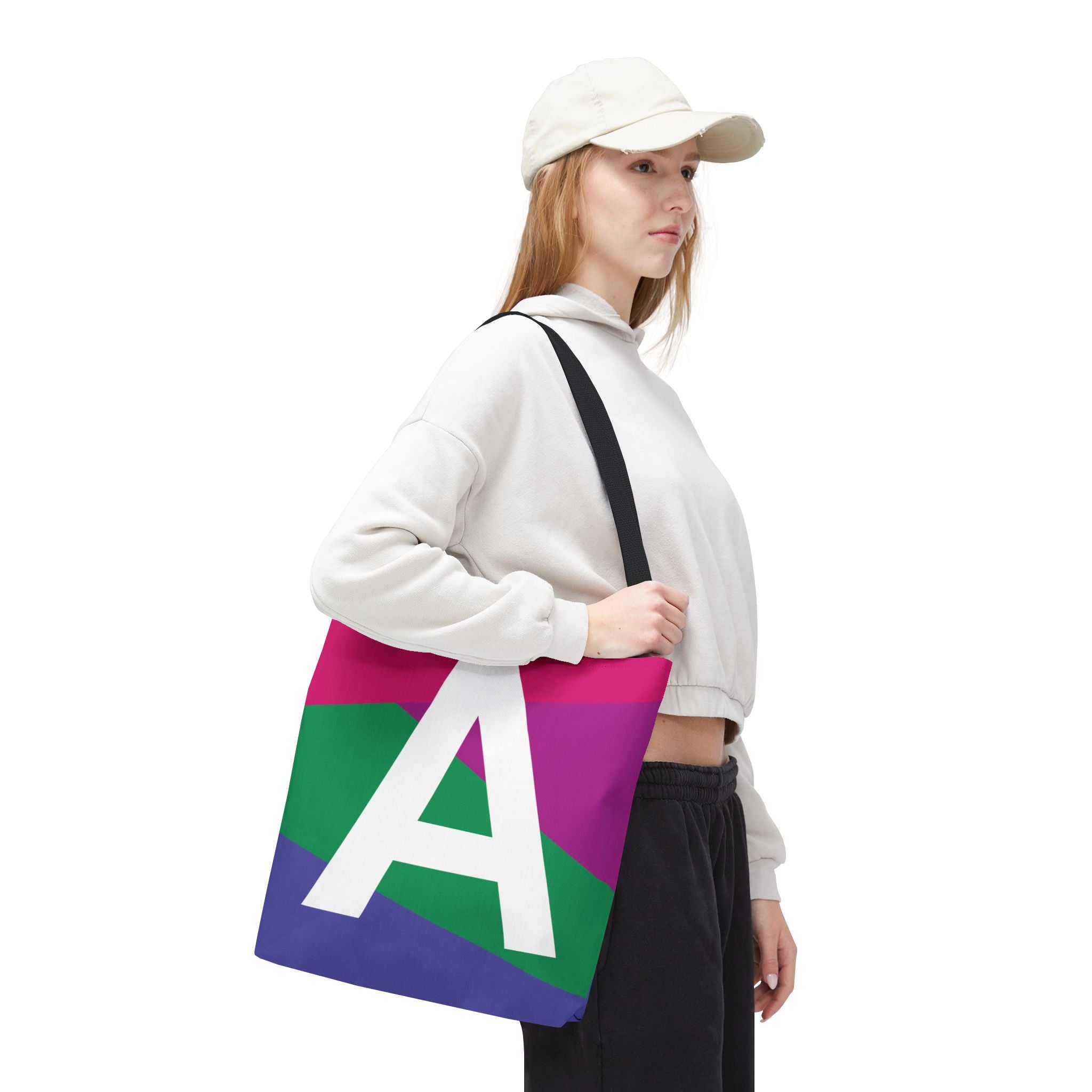 Monogram 'A' Colorblock Tote Bag — Personalized Initial A Shoulder Tote