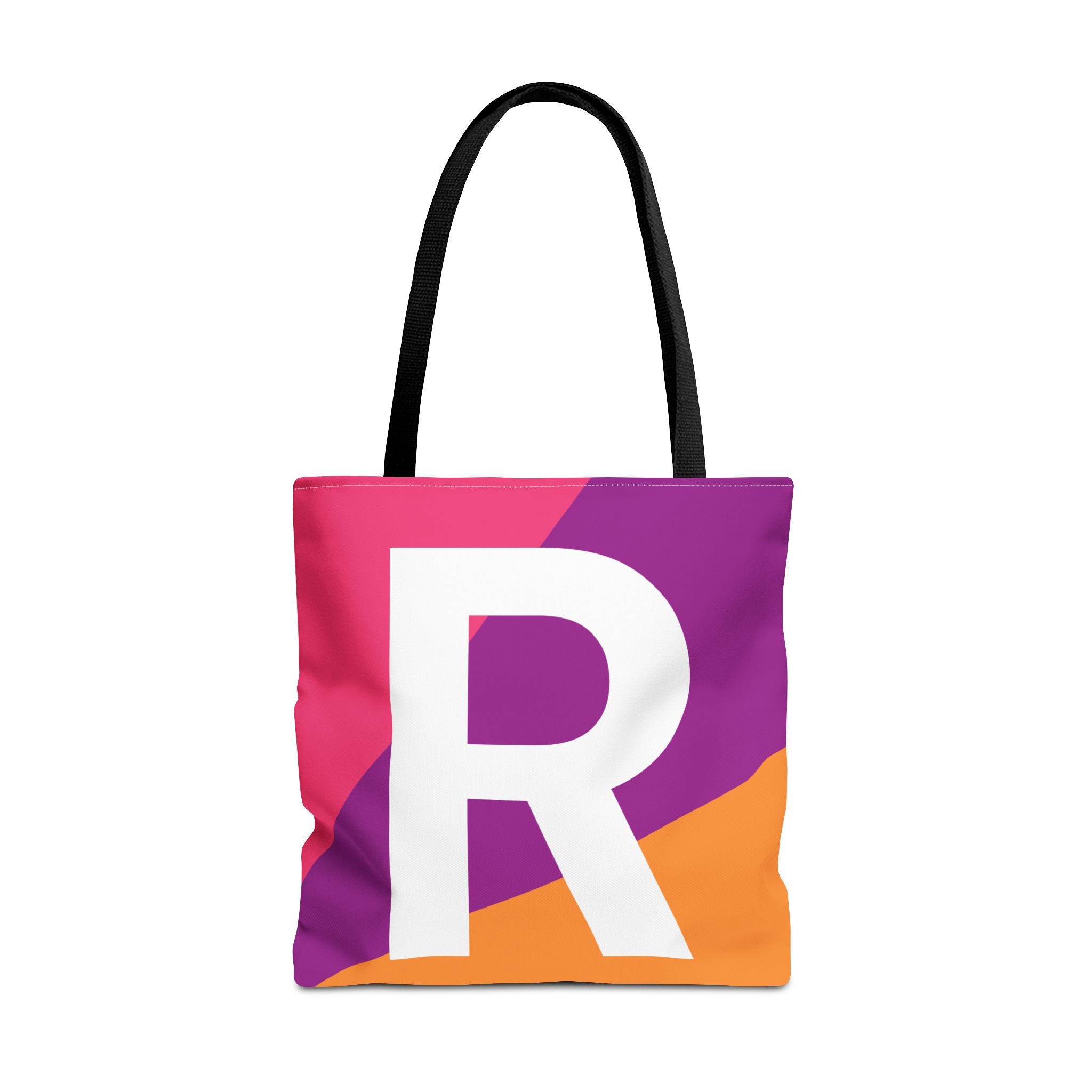 Monogram 'R' Colorblock Tote Bag — Personalized Initial R Shoulder Tote
