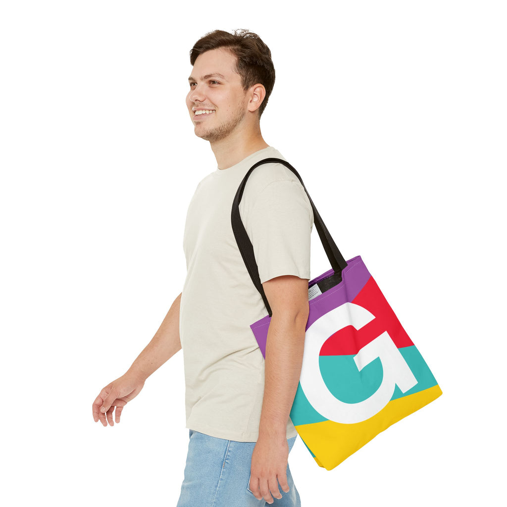 Monogram 'G' Colorblock Tote Bag — Personalized Initial G Shoulder Tote