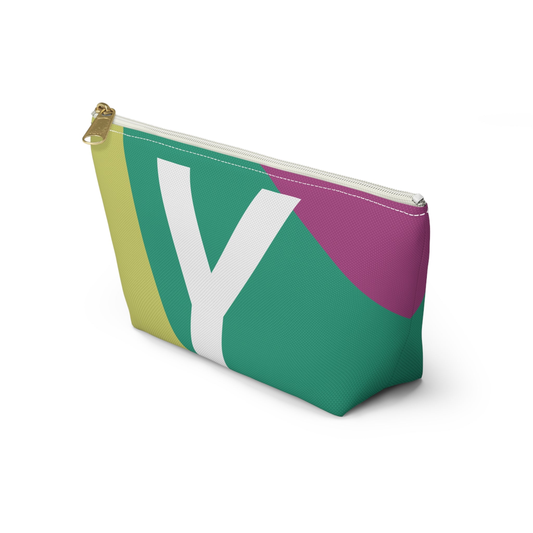 Initials Colorblock Accessory Pouch — Monogram Y T-Bottom Cosmetic Bag