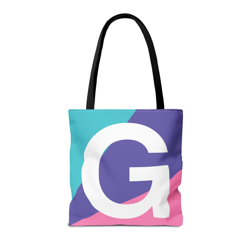 Monogram 'G' Colorblock Tote Bag — Personalized Initial G Shoulder Tote