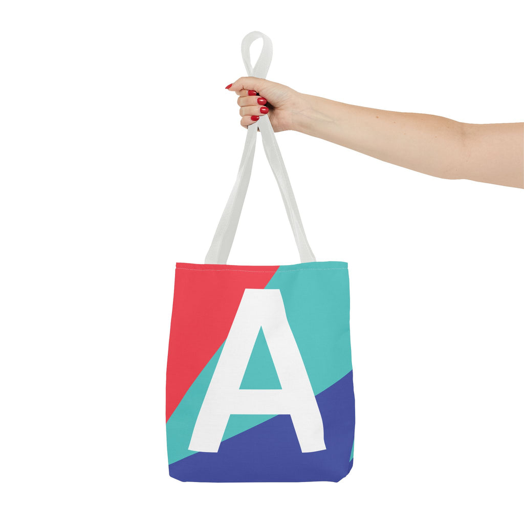 Monogram 'A' Colorblock Tote Bag — Personalized Initial A Shoulder Tote