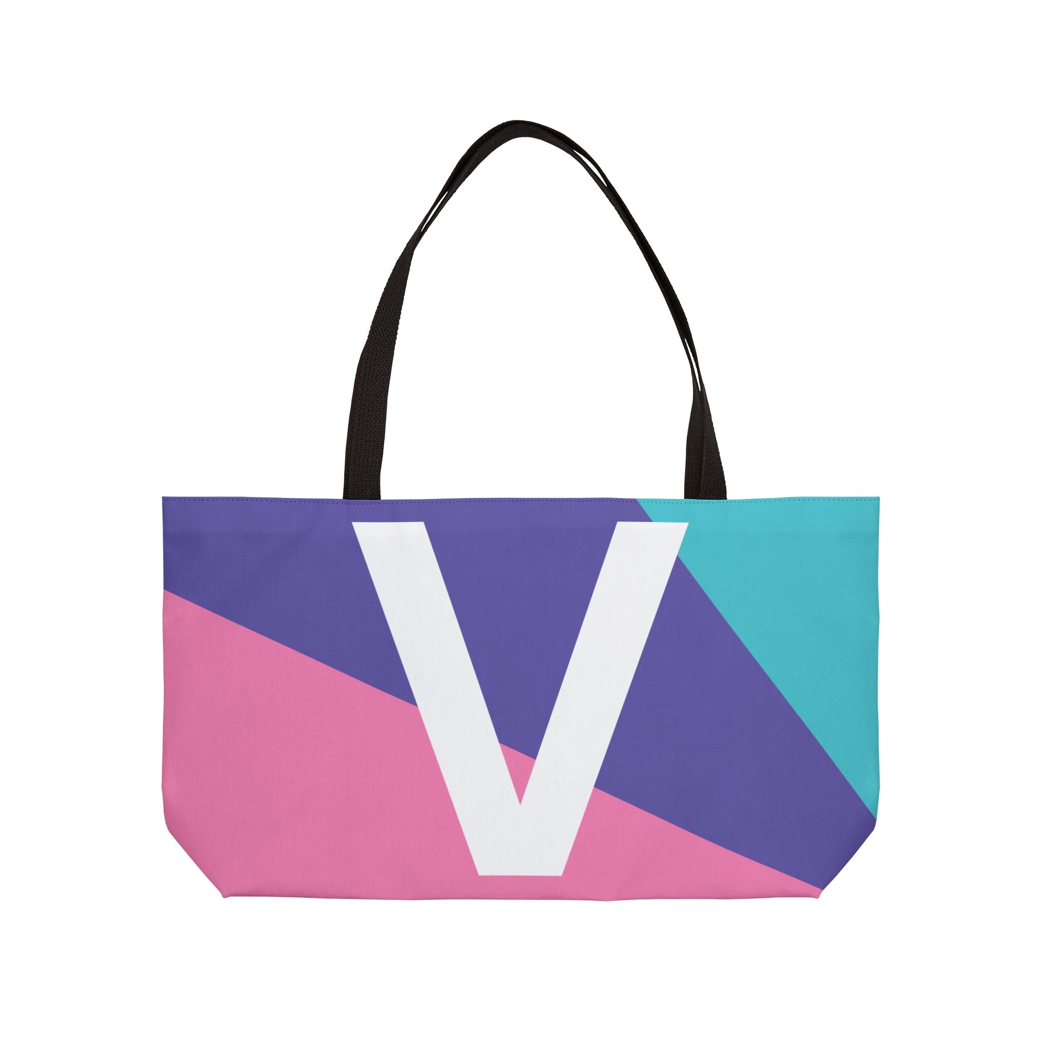 Personalized 'V' Colorblock Tote Bag — Monogram Weekender Tote