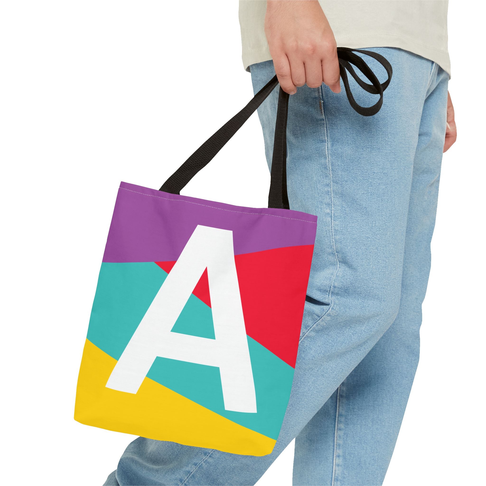 Monogram 'A' Colorblock Tote Bag — Personalized Initial A Shoulder Tote