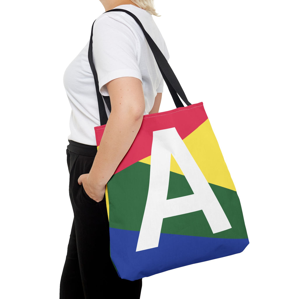 Monogram 'A' Colorblock Tote Bag — Personalized Initial A Shoulder Tote