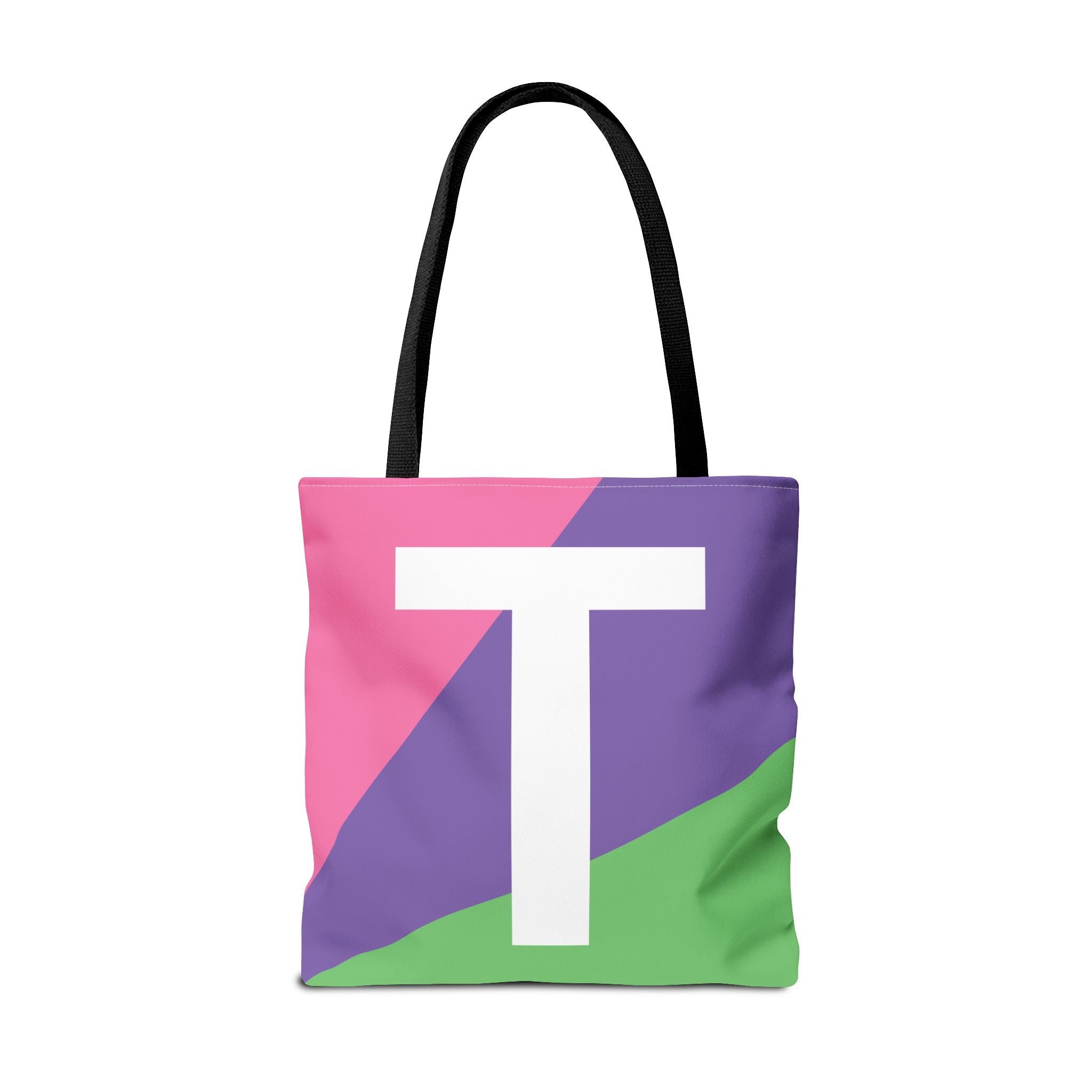 Monogram 'T' Colorblock Tote Bag — Personalized Initial T Shoulder Tote