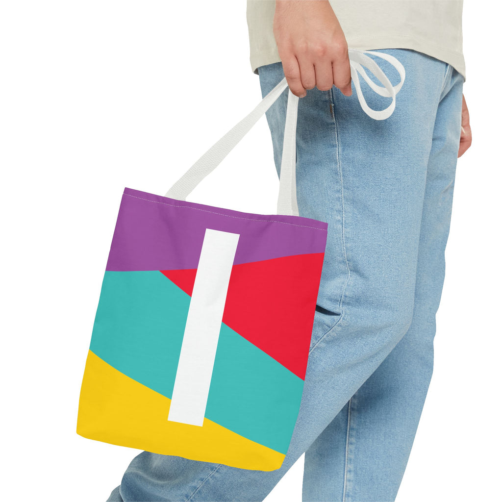 Monogram 'I' Colorblock Tote Bag — Personalized Initial I Shoulder Tote