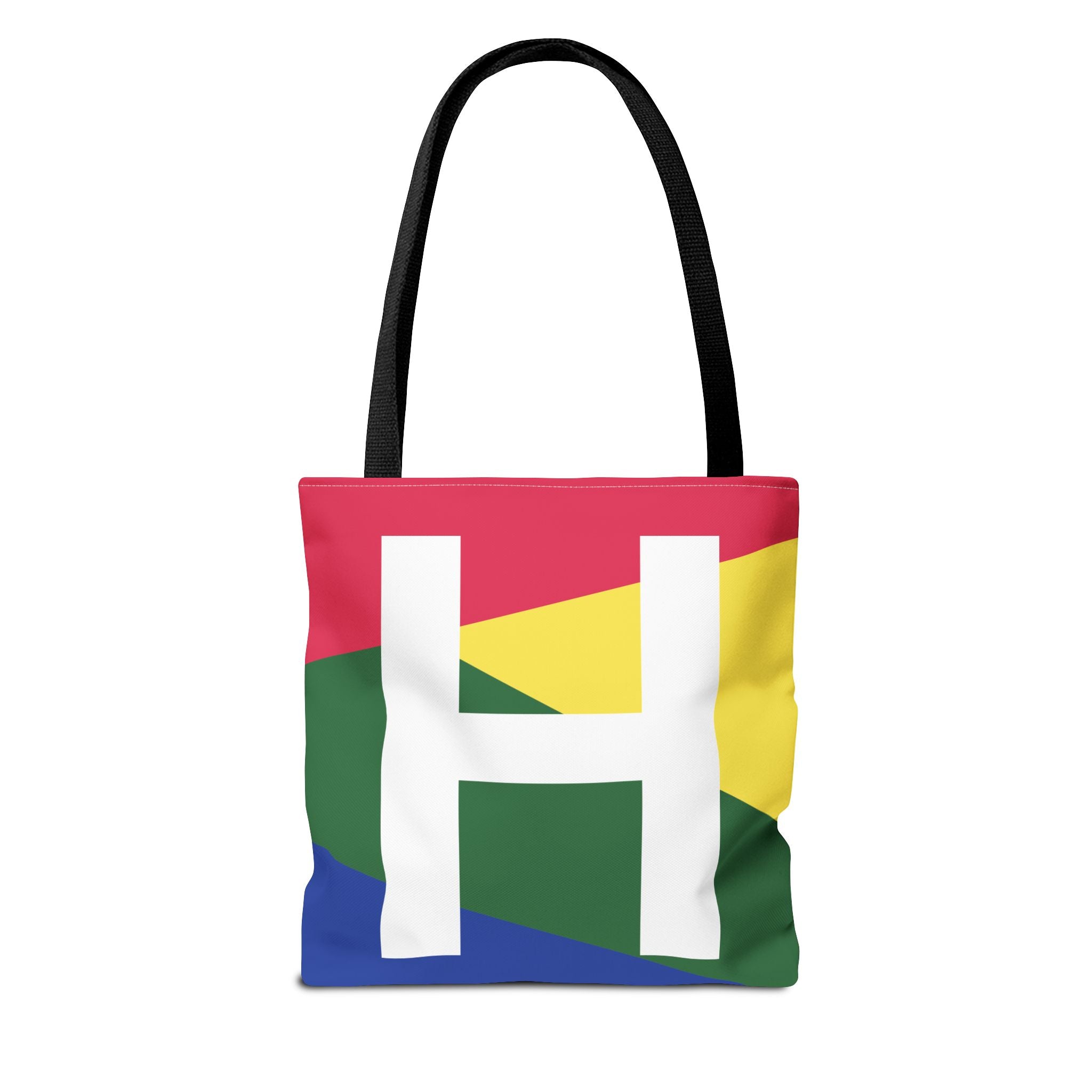 Monogram 'H' Colorblock Tote Bag — Personalized Initial H Shoulder Tote