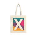 Initial X Colorblock Canvas Tote Bag — Monogram Letter X Reusable Grocery Tote