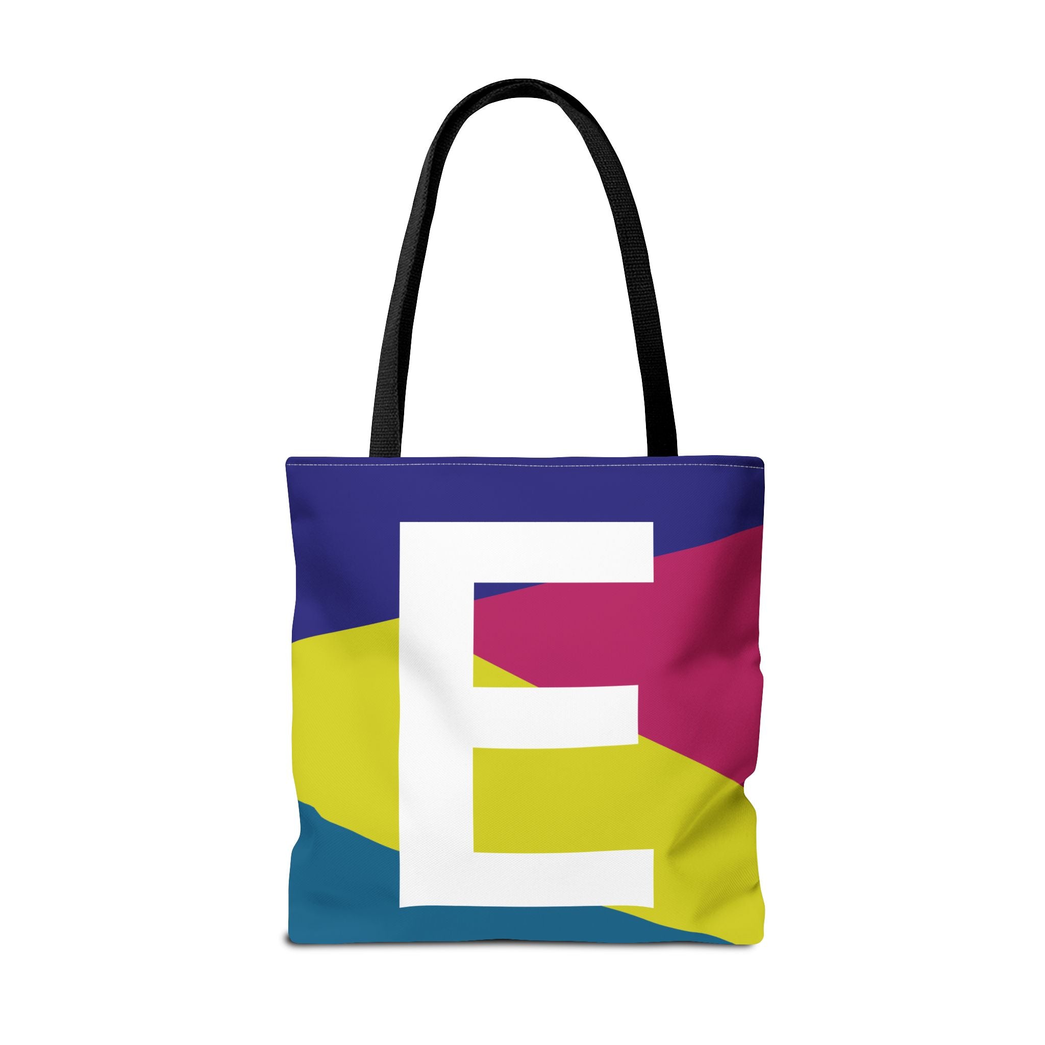 Monogram 'E' Colorblock Tote Bag — Personalized Initial E Shoulder Tote