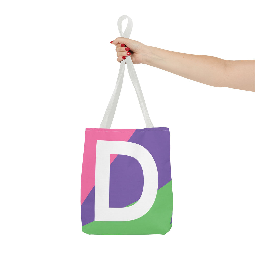 Monogram 'D' Colorblock Tote Bag — Personalized Initial D Shoulder Tote