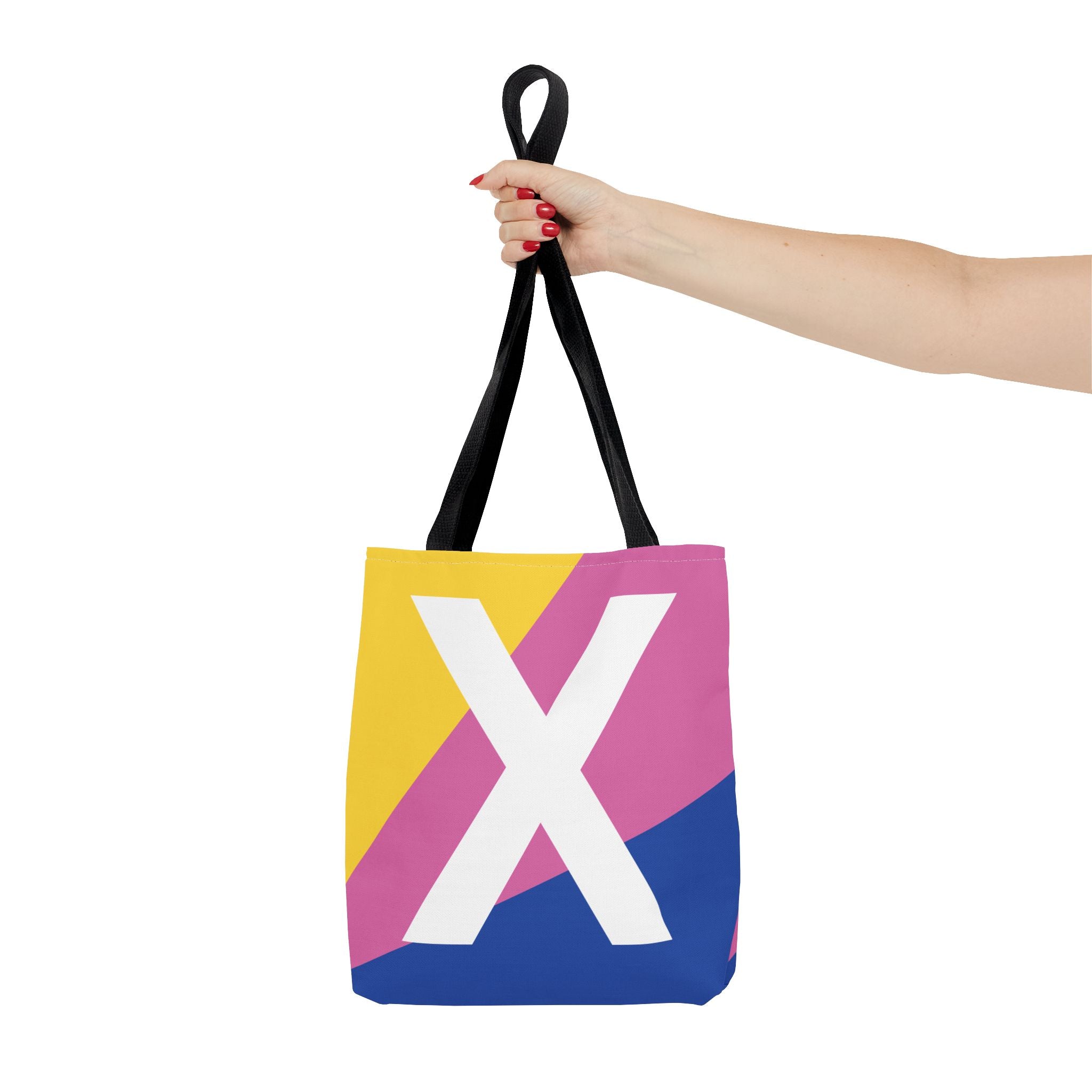 Monogram 'X' Colorblock Tote Bag — Personalized Initial X Shoulder Tote