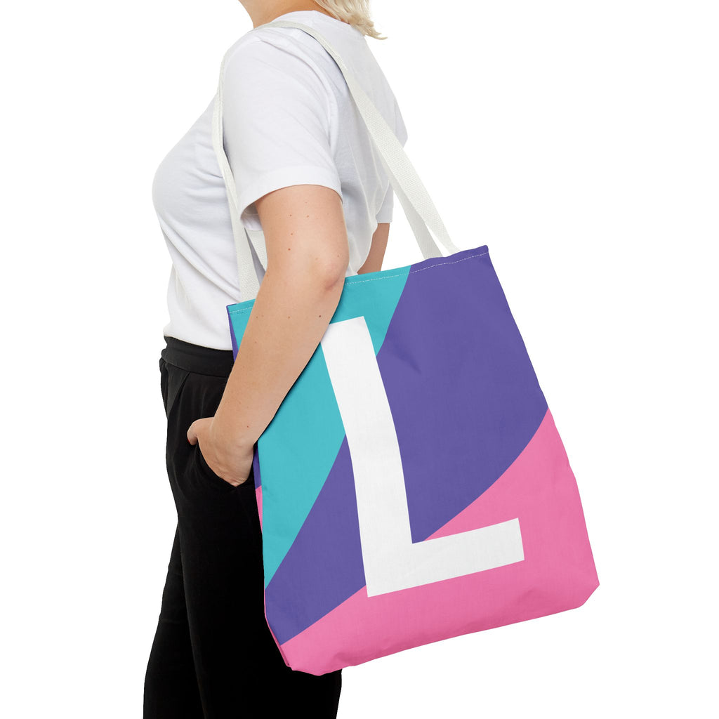 Monogram 'L' Colorblock Tote Bag — Personalized Initial L Shoulder Tote