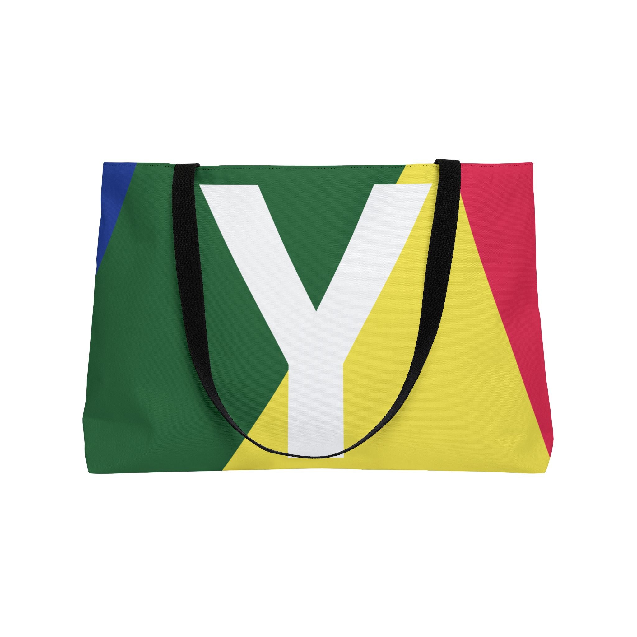 Personalized 'Y' Colorblock Tote Bag — Monogram Weekender Tote