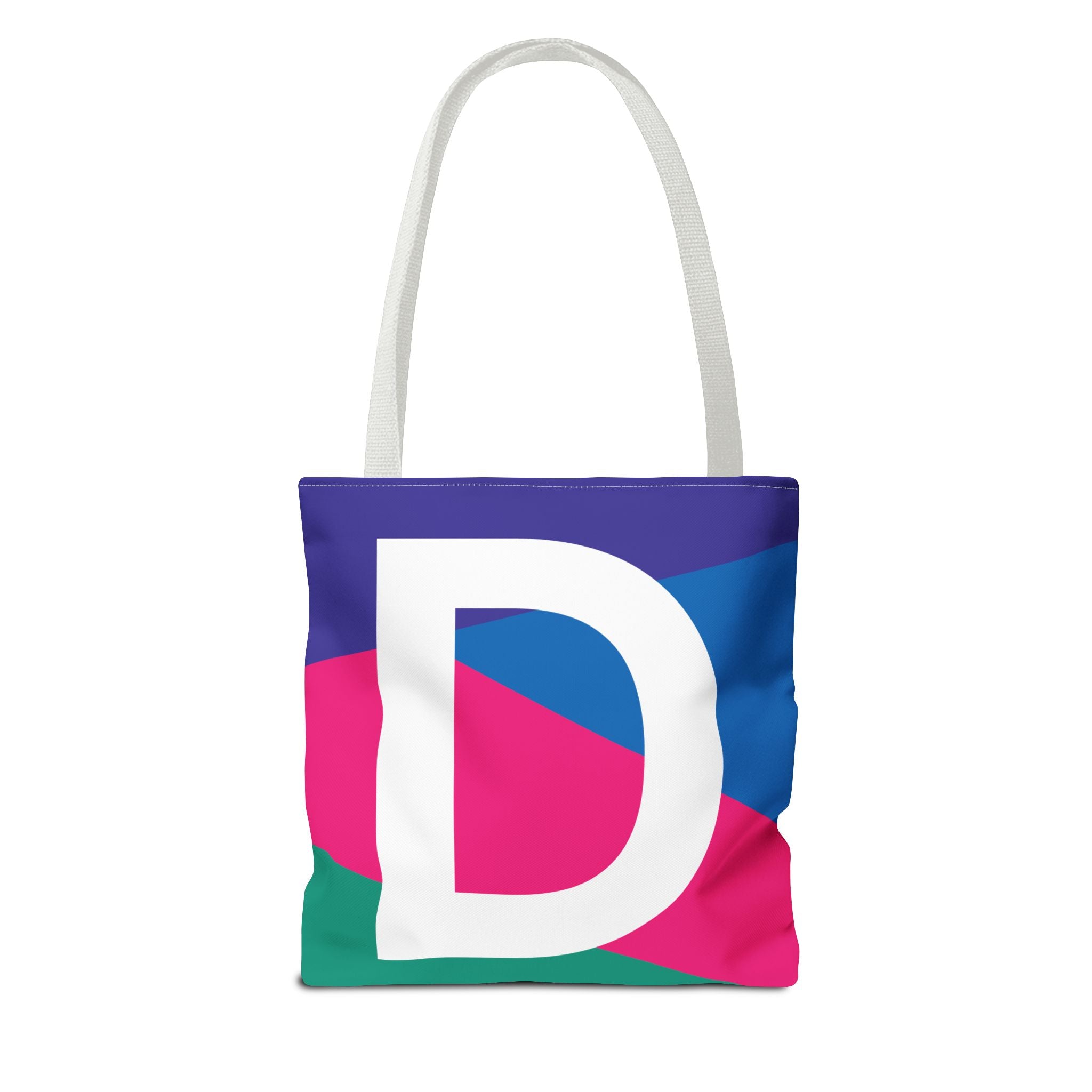 Monogram 'D' Colorblock Tote Bag — Personalized Initial D Shoulder Tote