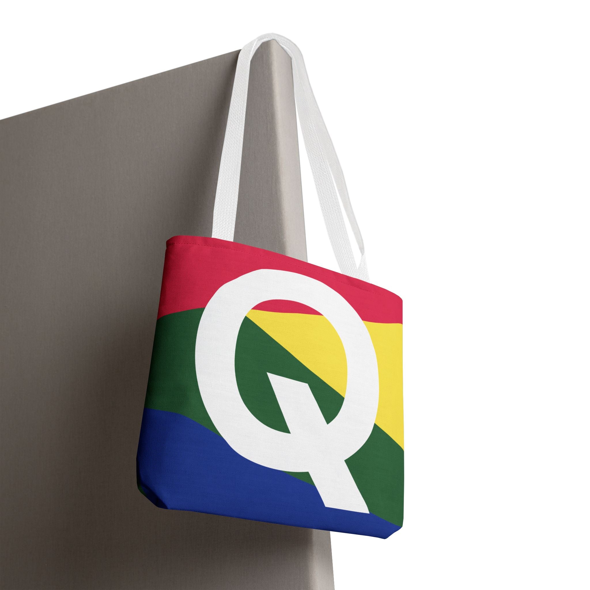 Monogram 'Q' Colorblock Tote Bag — Personalized Initial Q Shoulder Tote