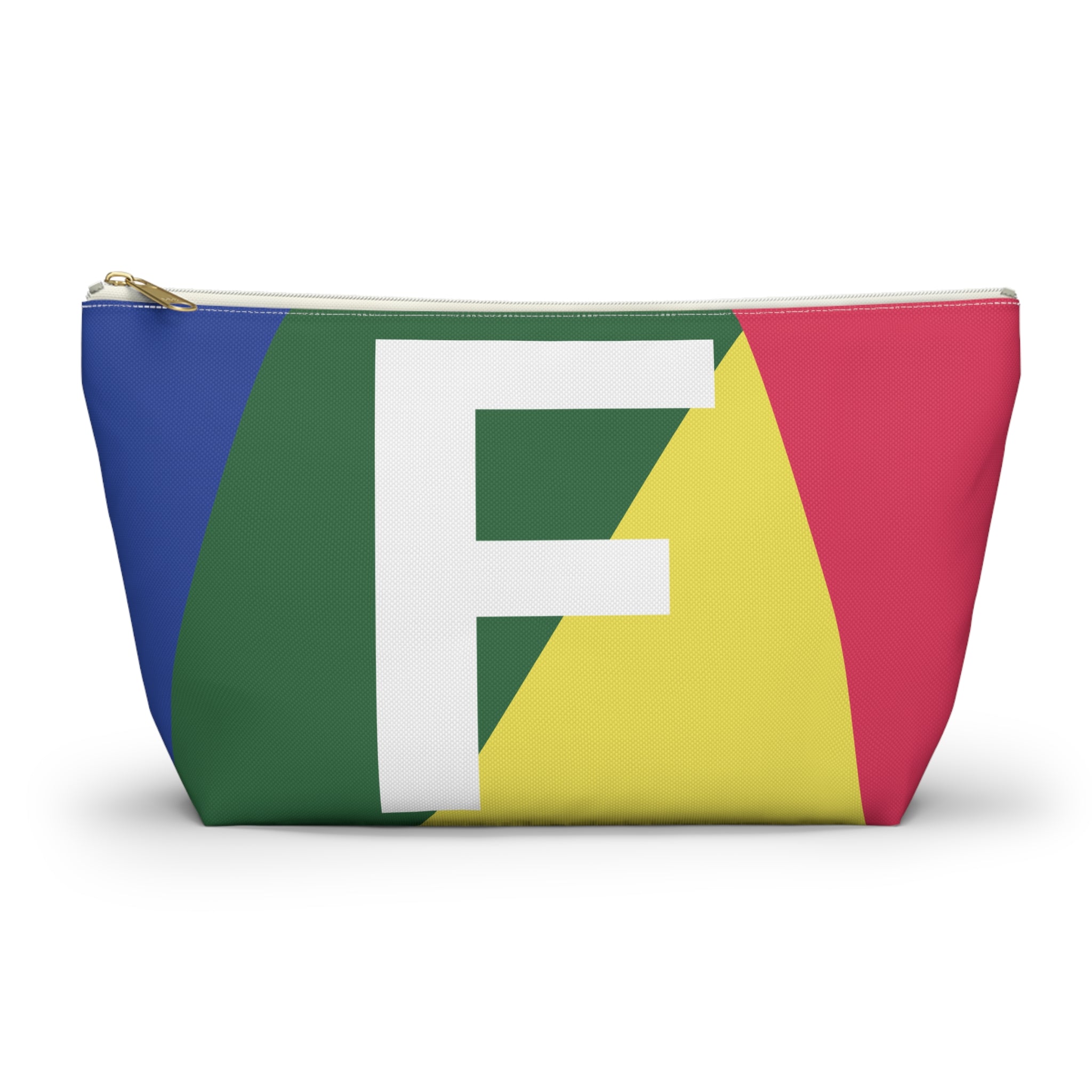 Initials Colorblock Accessory Pouch — Monogram F T-Bottom Cosmetic Bag