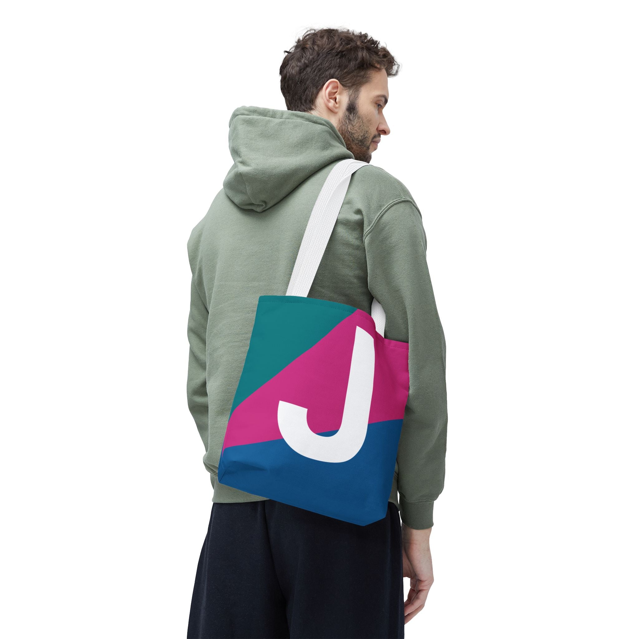 Monogram 'J' Colorblock Tote Bag — Personalized Initial J Shoulder Tote