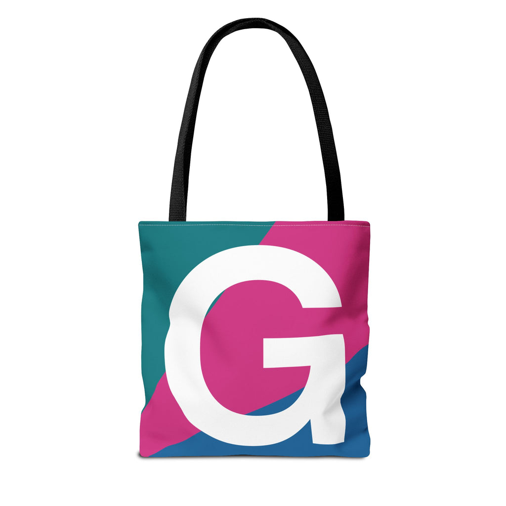 Monogram 'G' Colorblock Tote Bag — Personalized Initial G Shoulder Tote