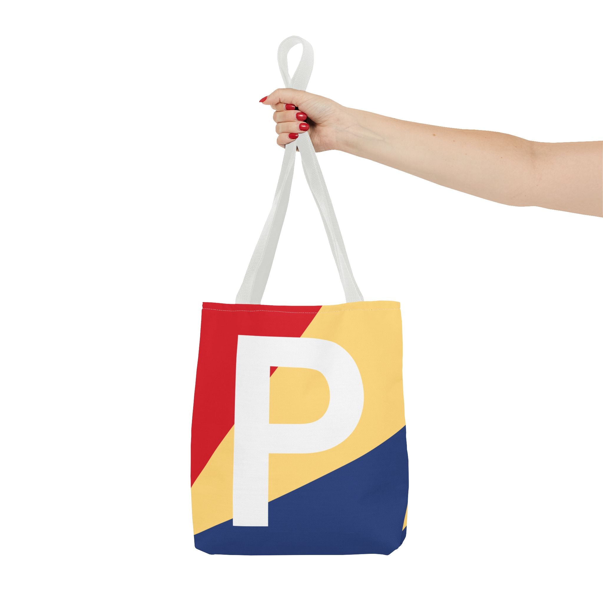 Monogram 'P' Colorblock Tote Bag — Personalized Initial P Shoulder Tote