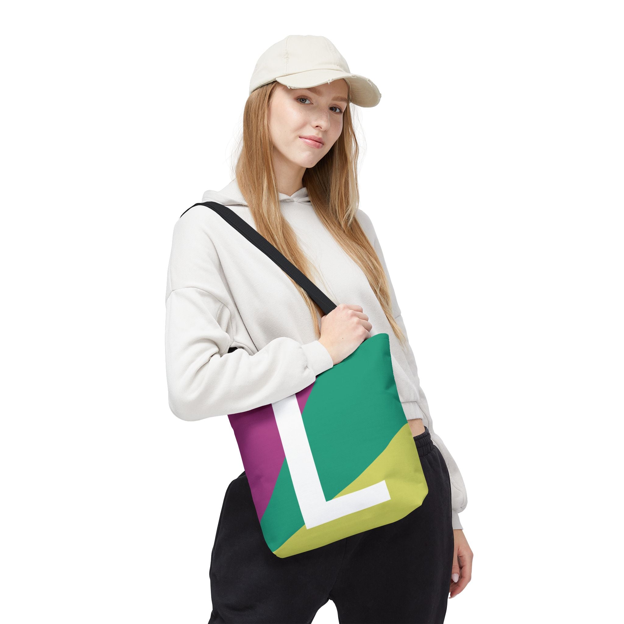 Monogram 'L' Colorblock Tote Bag — Personalized Initial L Shoulder Tote