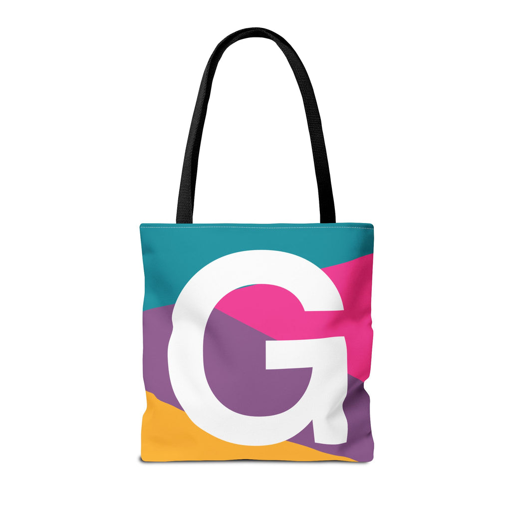 Monogram 'G' Colorblock Tote Bag — Personalized Initial G Shoulder Tote