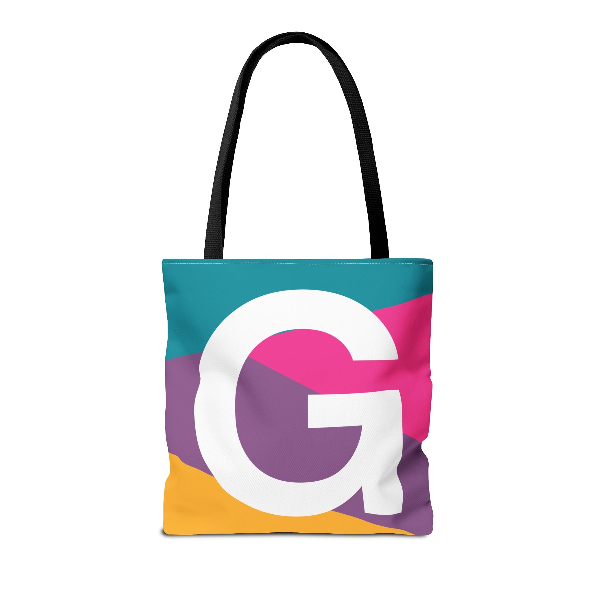Monogram 'G' Colorblock Tote Bag — Personalized Initial G Shoulder Tote