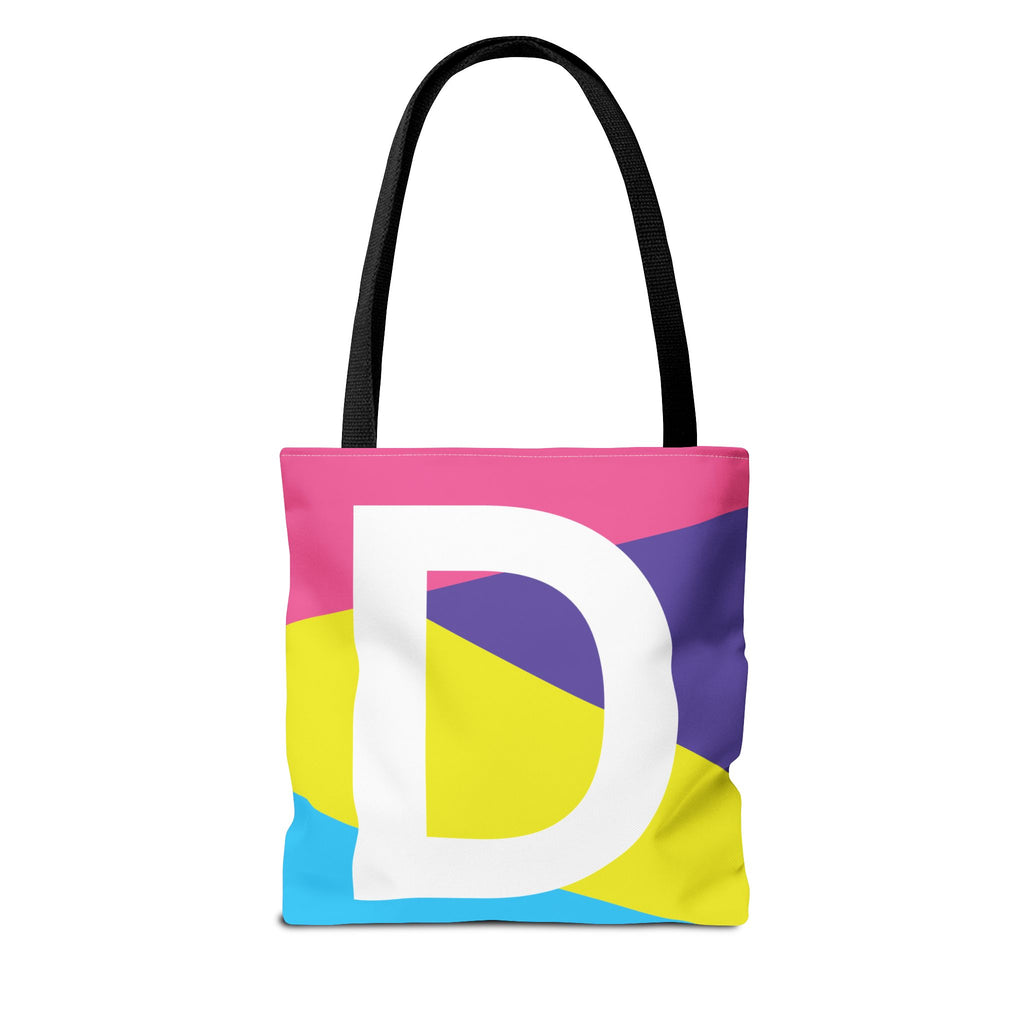 Monogram 'D' Colorblock Tote Bag — Personalized Initial D Shoulder Tote