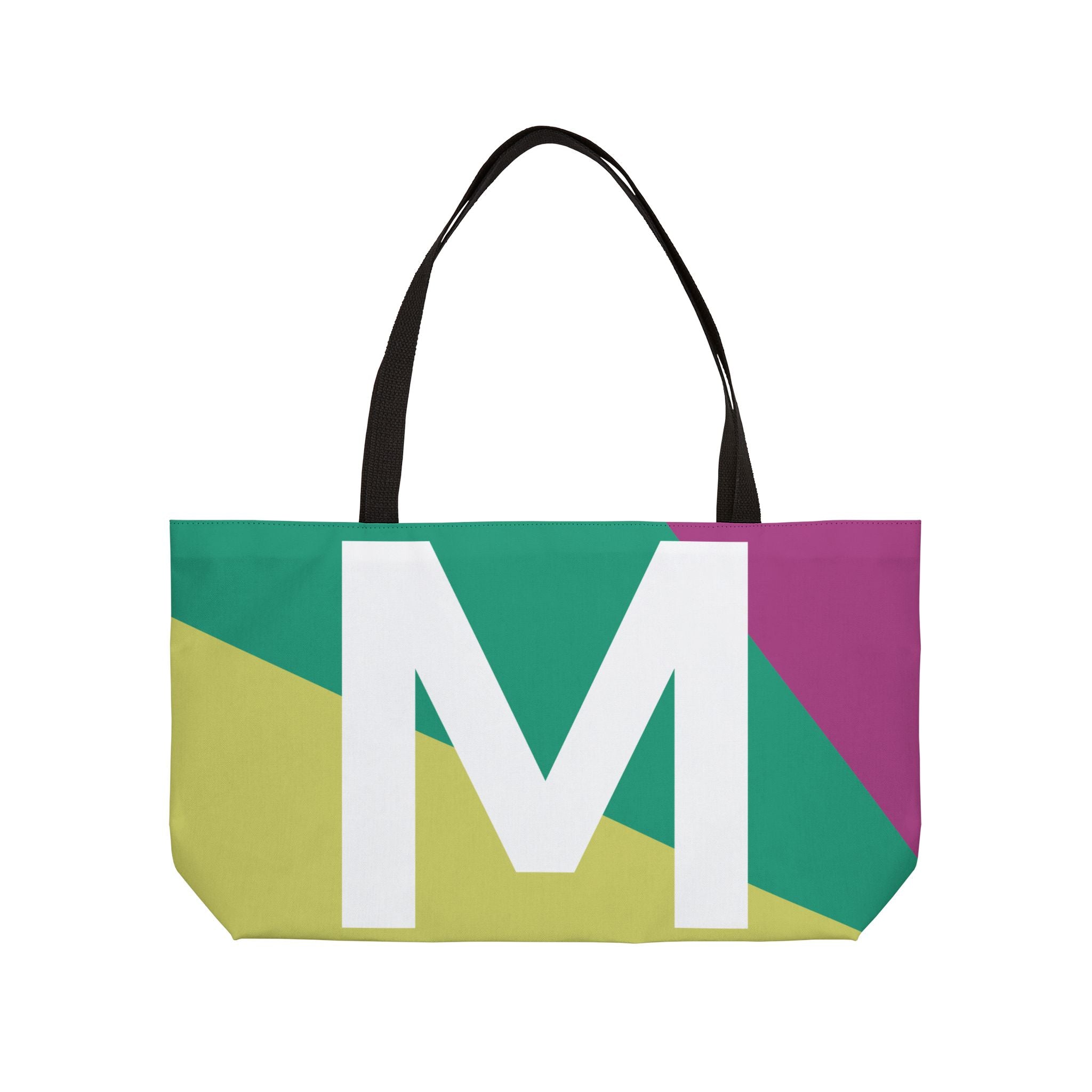 Personalized 'M' Colorblock Tote Bag — Monogram Weekender Tote