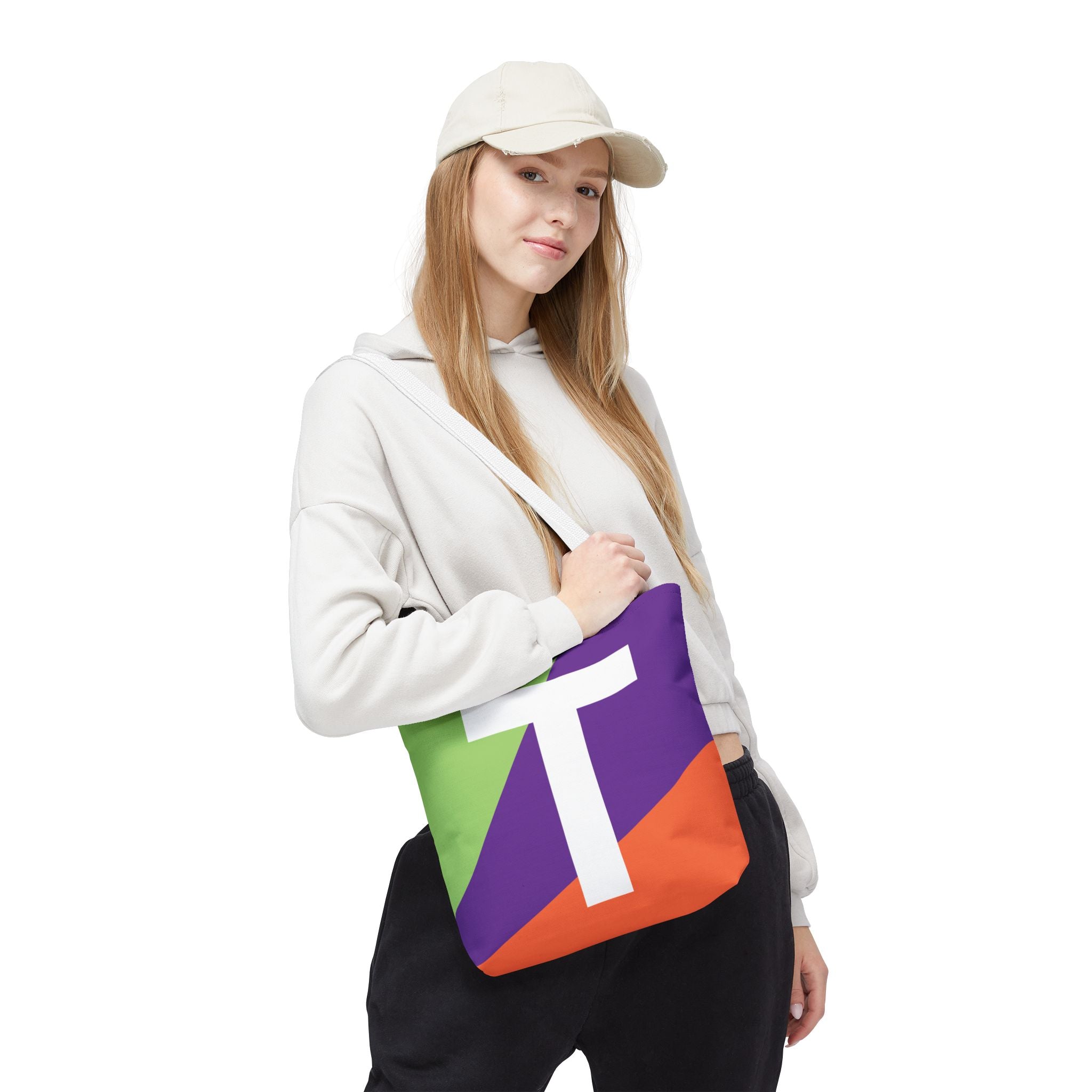 Monogram 'T' Colorblock Tote Bag — Personalized Initial T Shoulder Tote