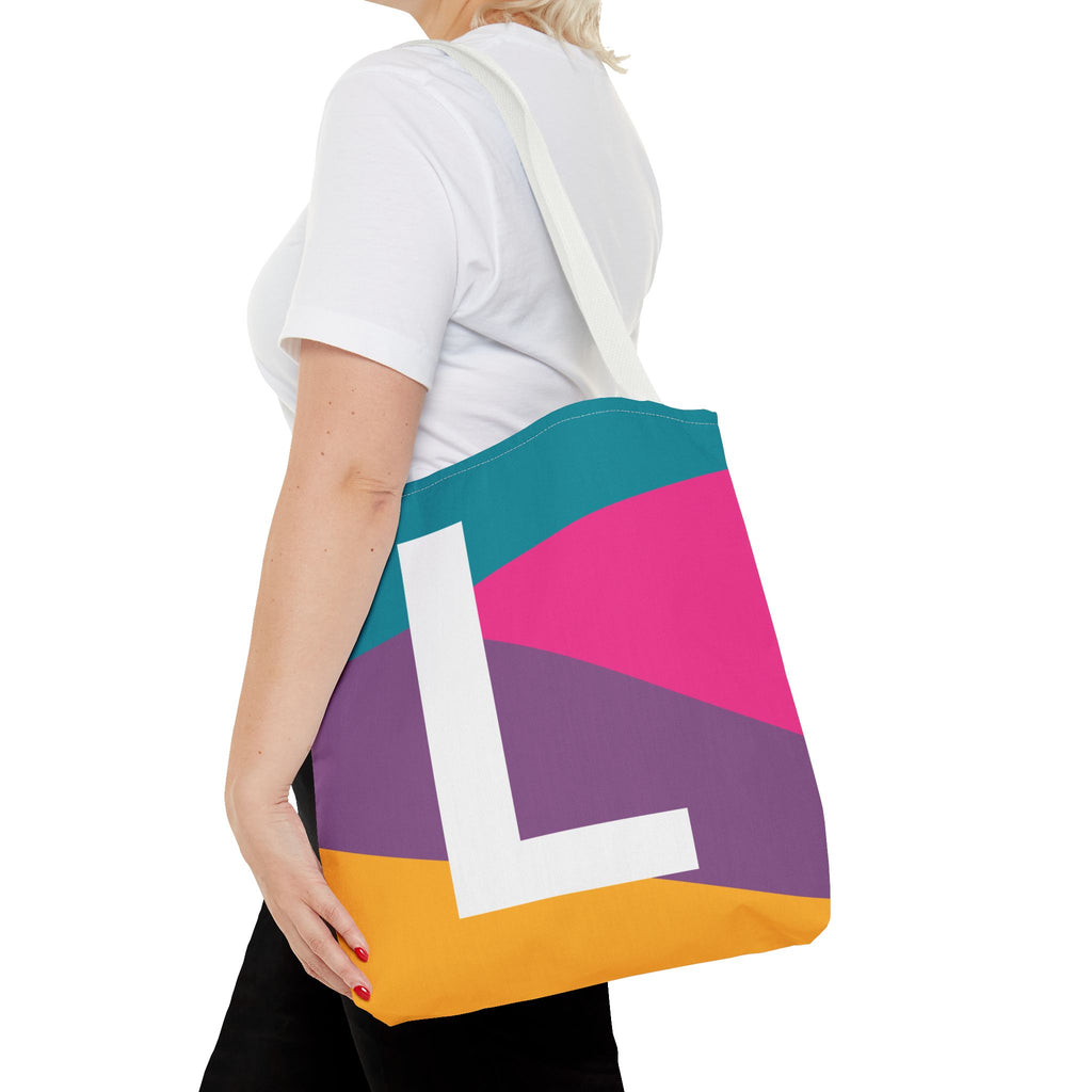 Monogram 'L' Colorblock Tote Bag — Personalized Initial L Shoulder Tote