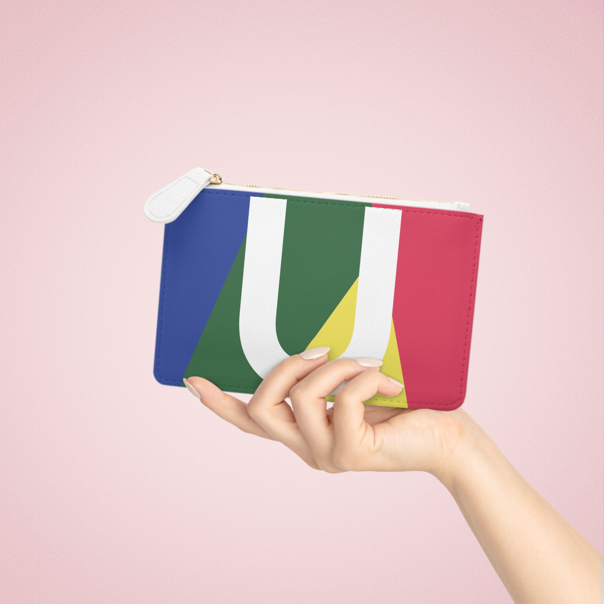Initial U Mini Clutch — Colorblock Monogram Wristlet Wallet