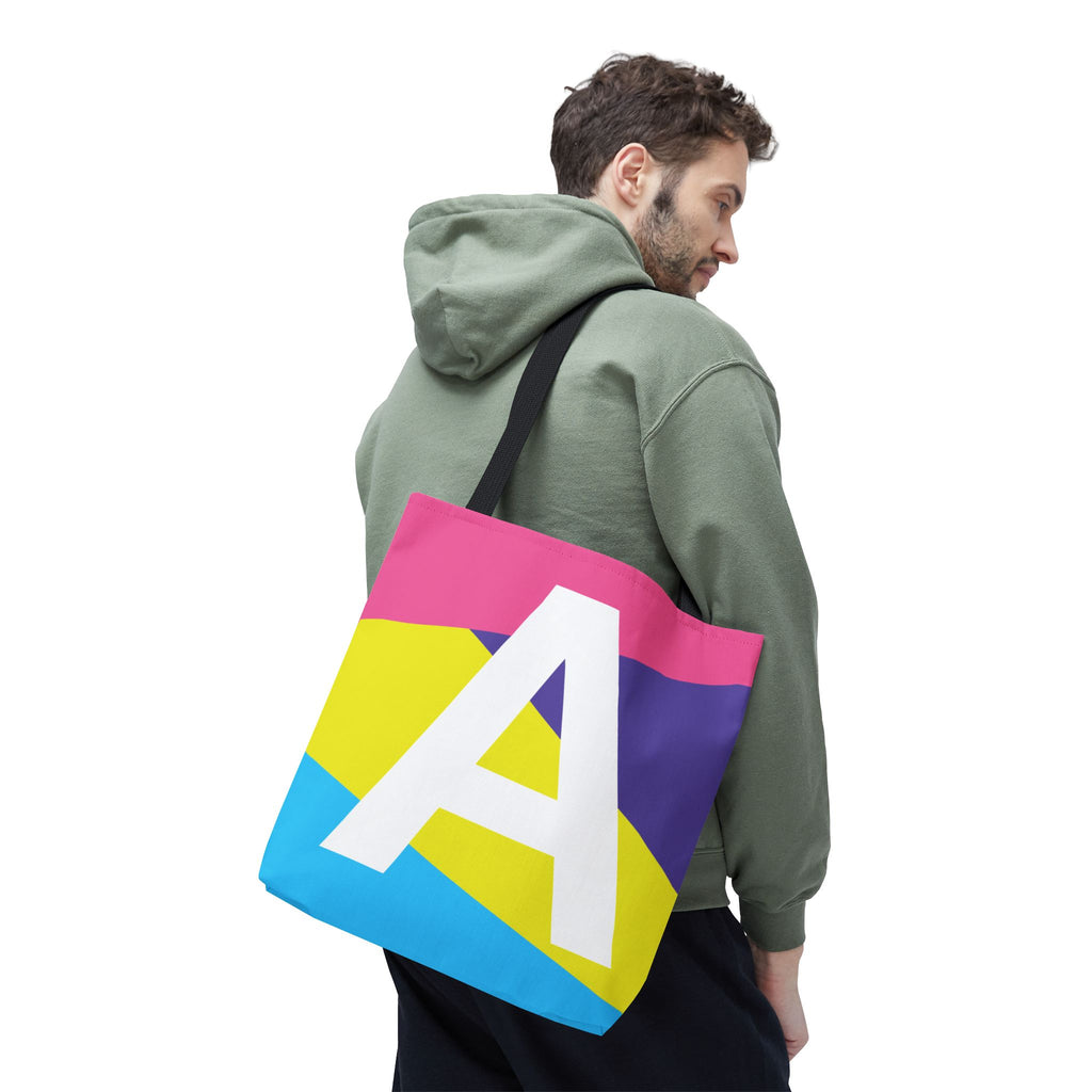 Monogram 'A' Colorblock Tote Bag — Personalized Initial A Shoulder Tote