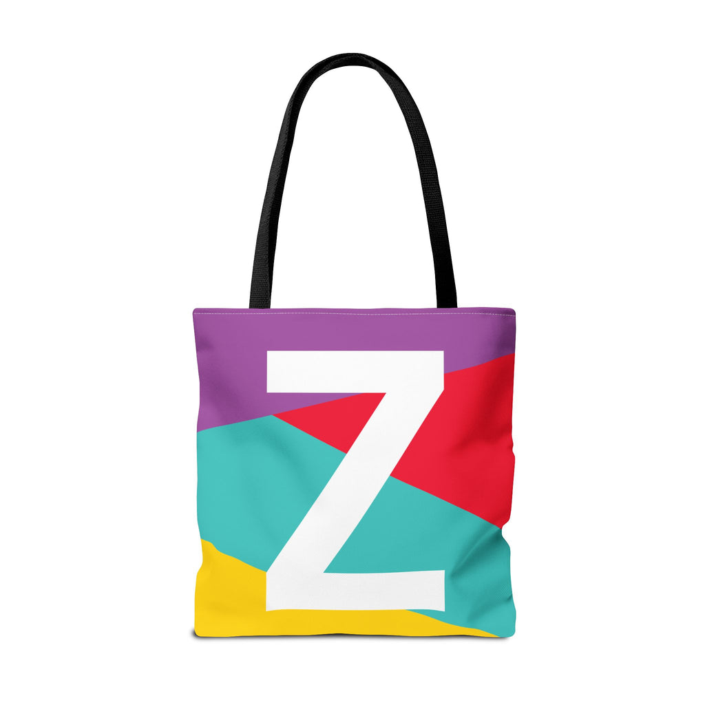 Monogram 'Z' Colorblock Tote Bag — Personalized Initial Z Shoulder Tote
