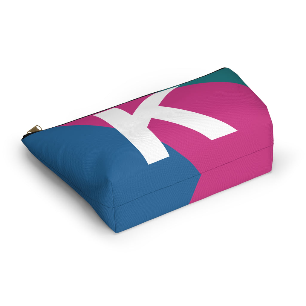 Initials Colorblock Accessory Pouch — Monogram K T-Bottom Cosmetic Bag