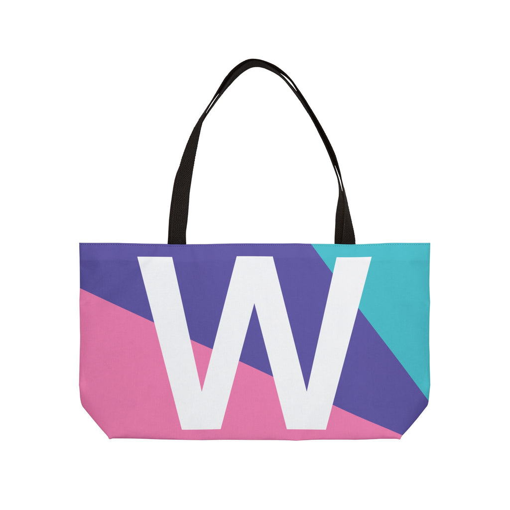 Personalized 'W' Colorblock Tote Bag — Monogram Weekender Tote