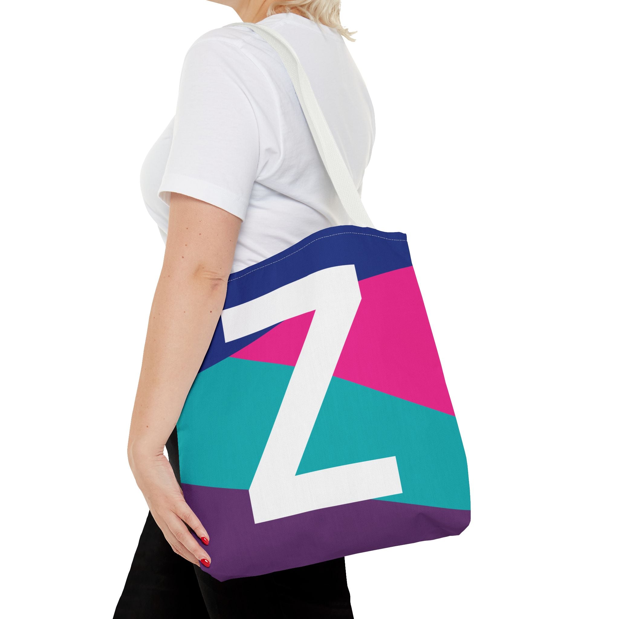 Monogram 'Z' Colorblock Tote Bag — Personalized Initial Z Shoulder Tote