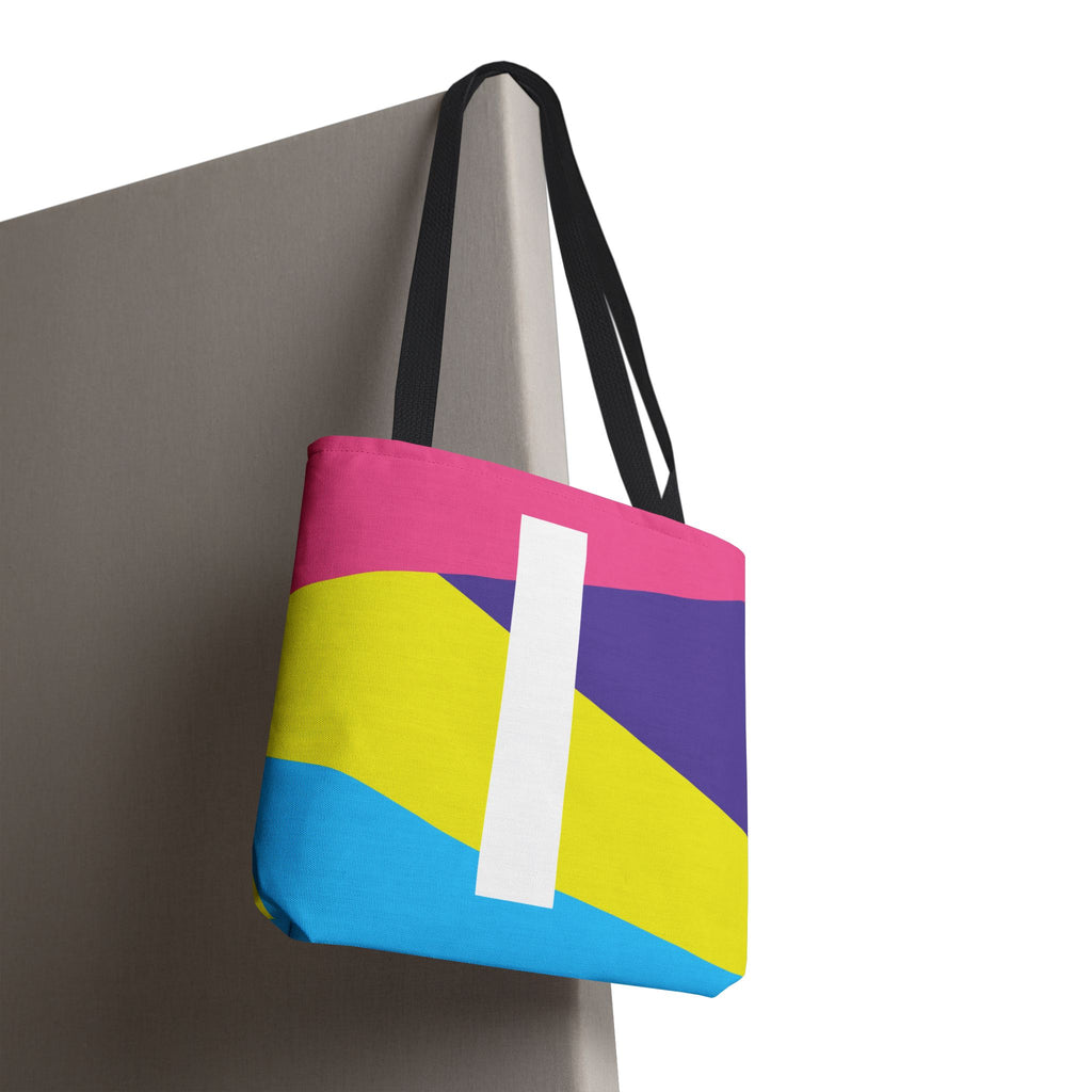 Monogram 'I' Colorblock Tote Bag — Personalized Initial I Shoulder Tote