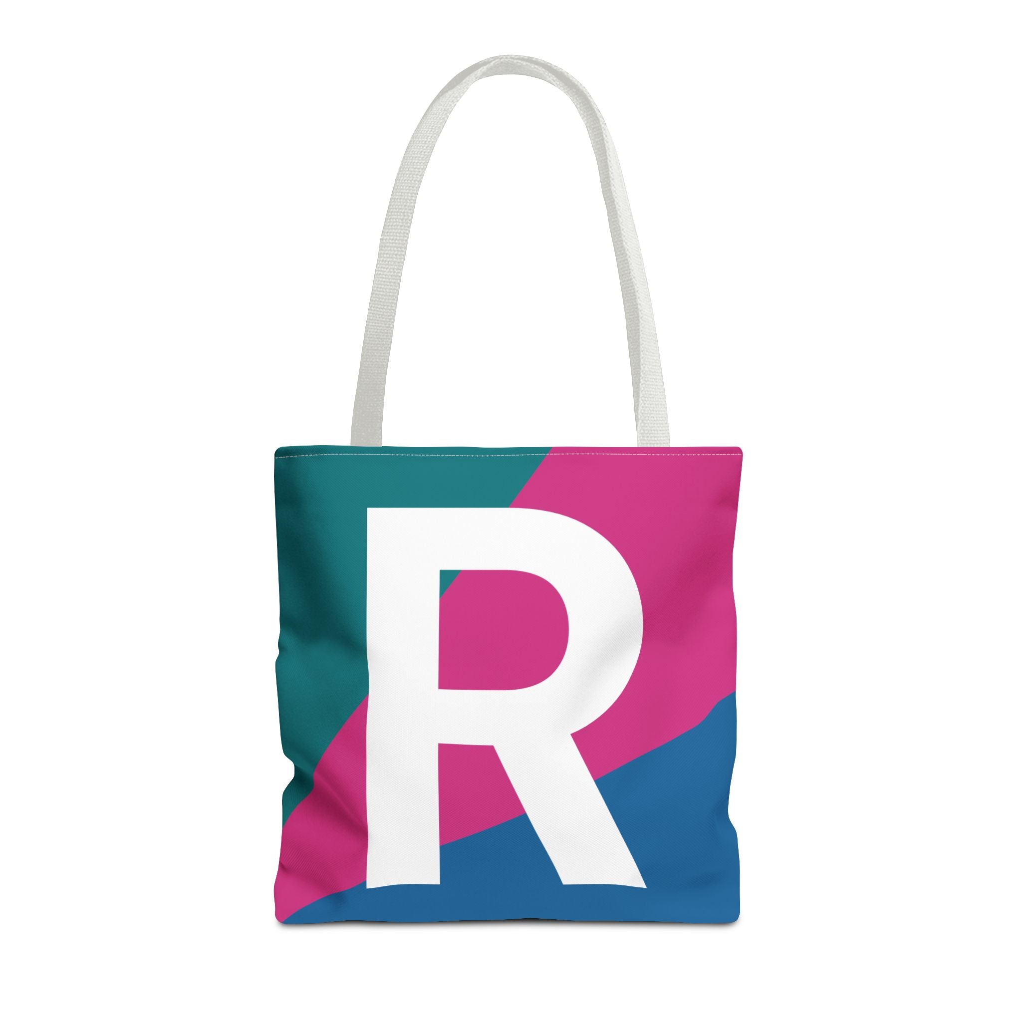 Monogram 'R' Colorblock Tote Bag — Personalized Initial R Shoulder Tote