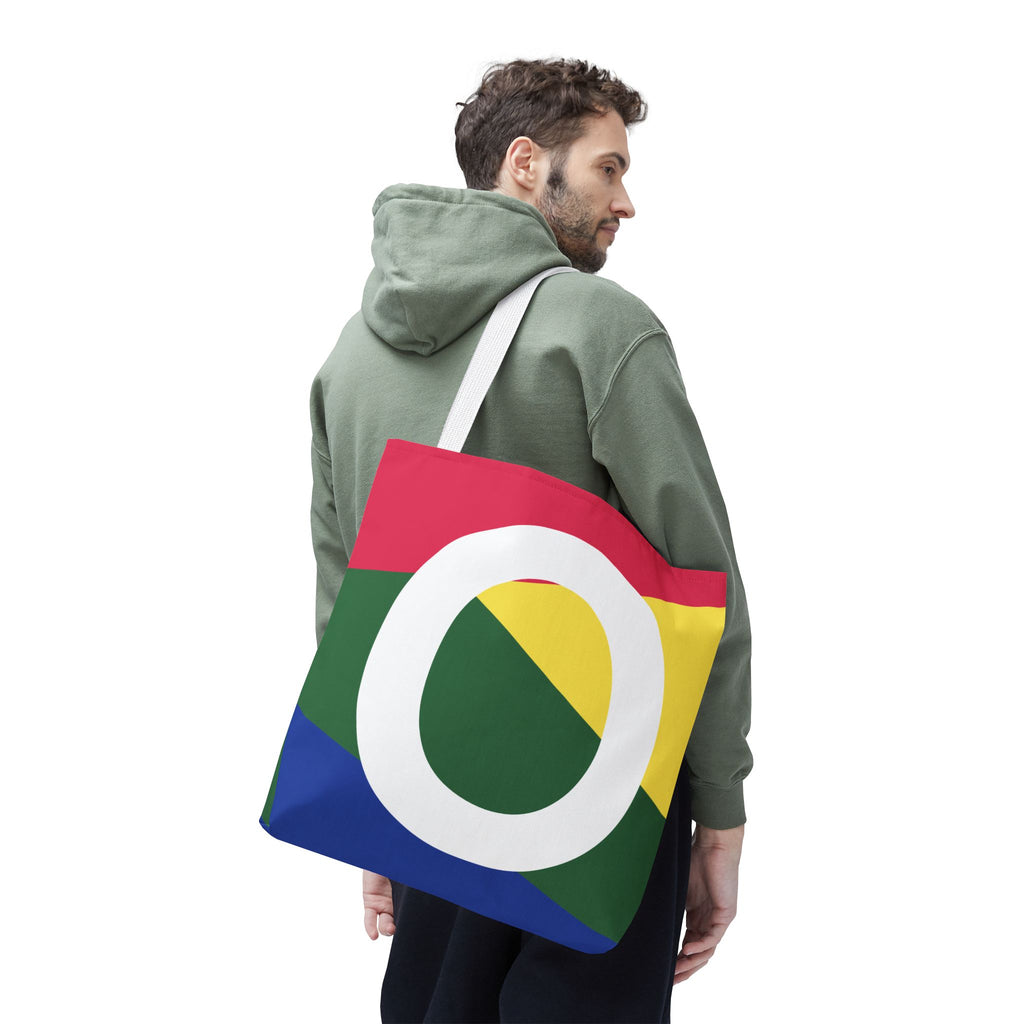 Monogram 'O' Colorblock Tote Bag — Personalized Initial O Shoulder Tote
