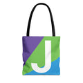 Monogram 'J' Colorblock Tote Bag — Personalized Initial J Shoulder Tote