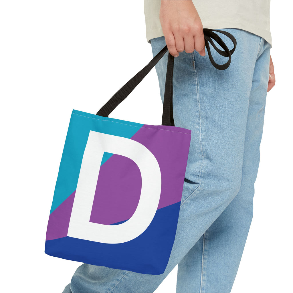Monogram 'D' Colorblock Tote Bag — Personalized Initial D Shoulder Tote