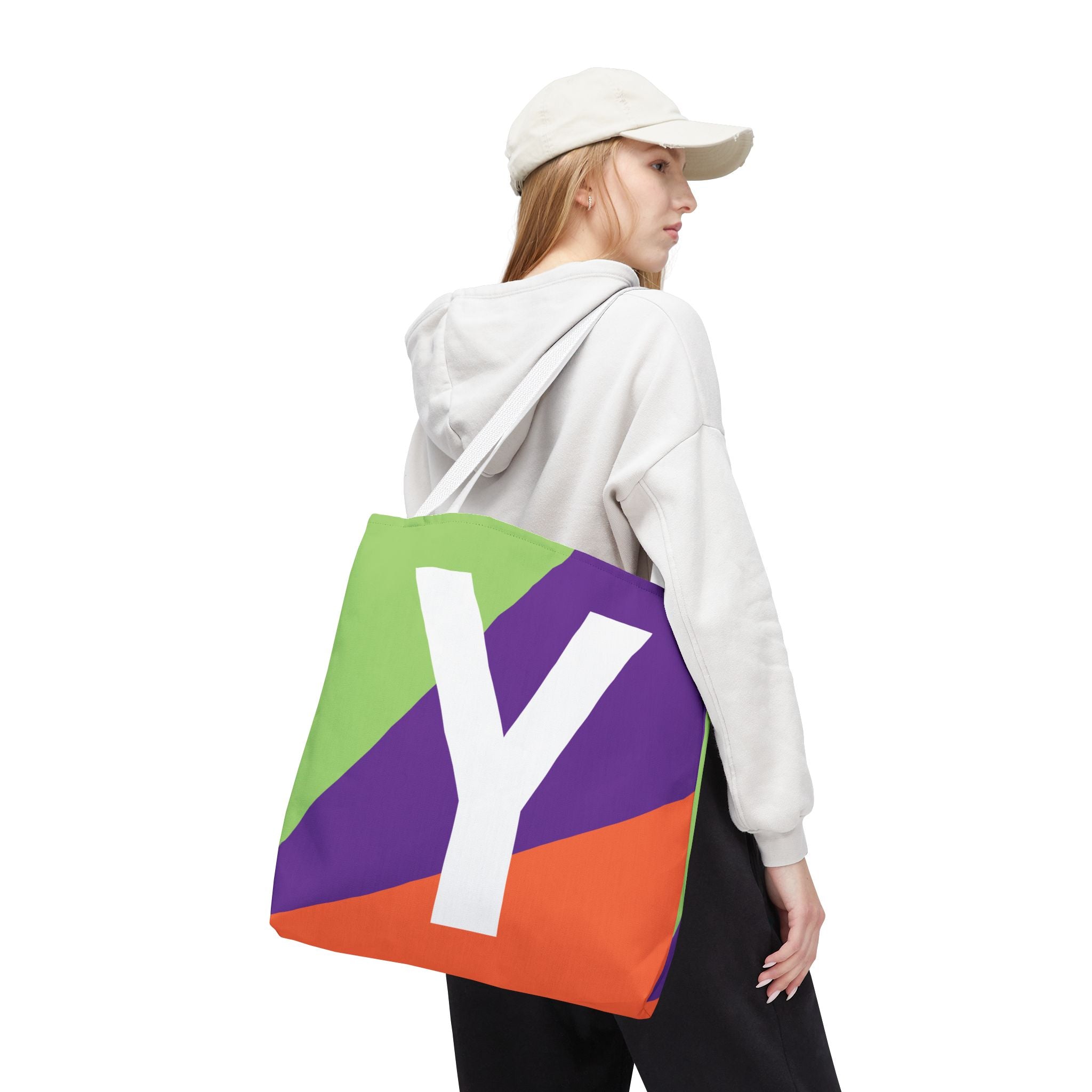 Monogram 'Y' Colorblock Tote Bag — Personalized Initial Y Shoulder Tote