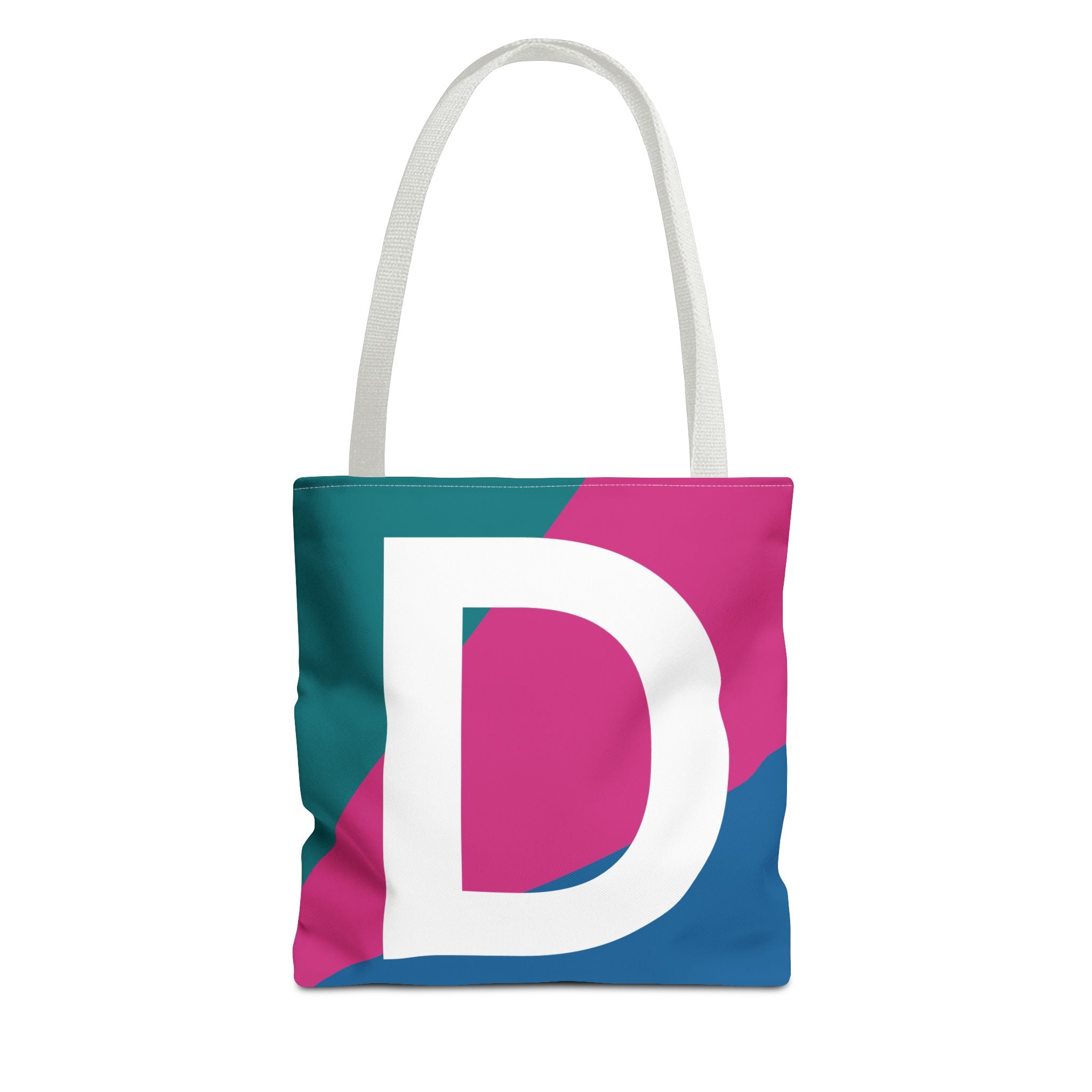Monogram 'D' Colorblock Tote Bag — Personalized Initial D Shoulder Tote