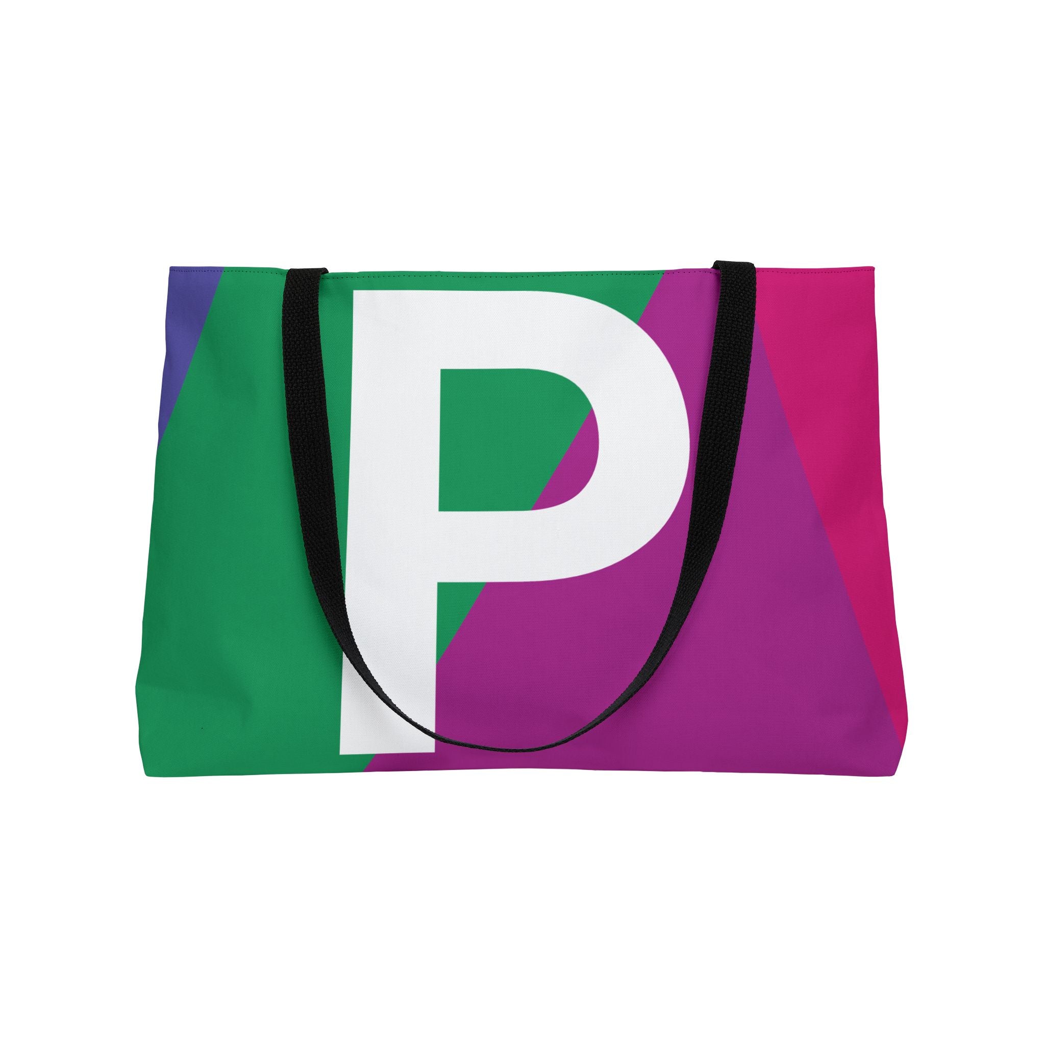 Personalized 'P' Colorblock Tote Bag — Monogram Weekender Tote