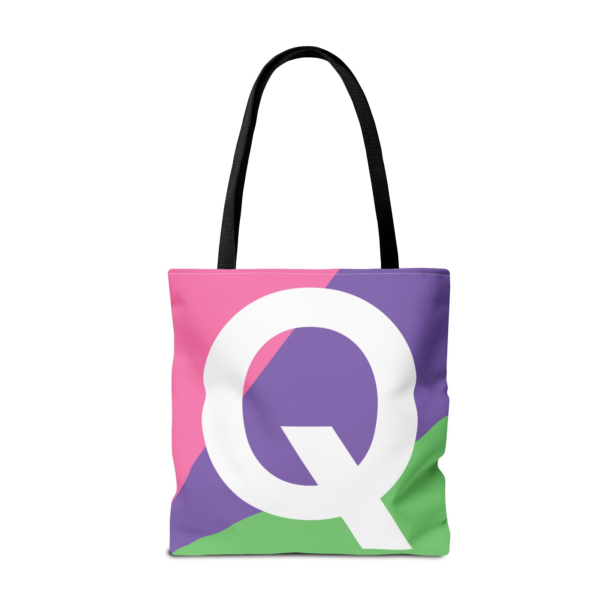 Monogram 'Q' Colorblock Tote Bag — Personalized Initial Q Shoulder Tote