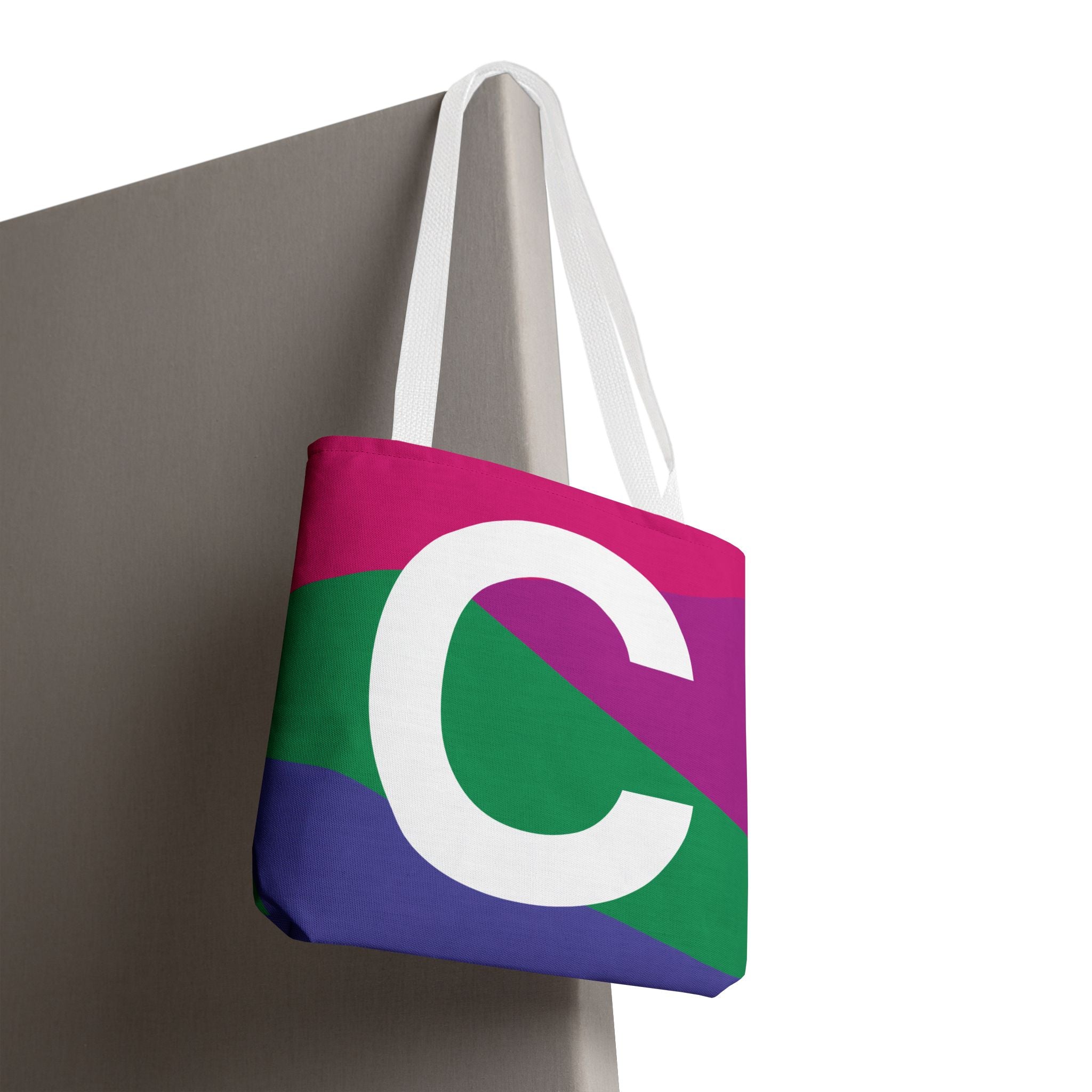 Monogram 'C' Colorblock Tote Bag — Personalized Initial C Shoulder Tote