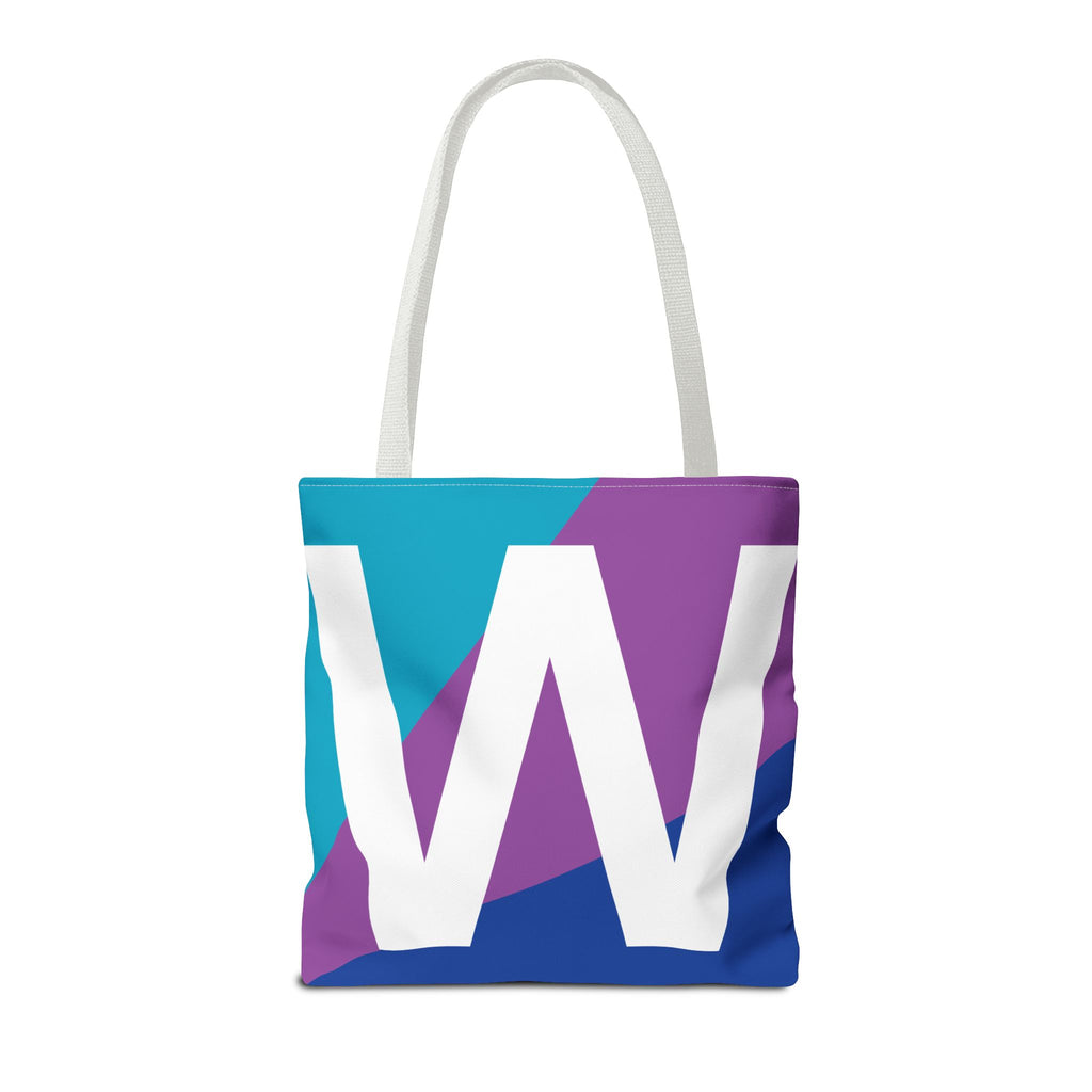 Monogram 'W' Colorblock Tote Bag — Personalized Initial W Shoulder Tote