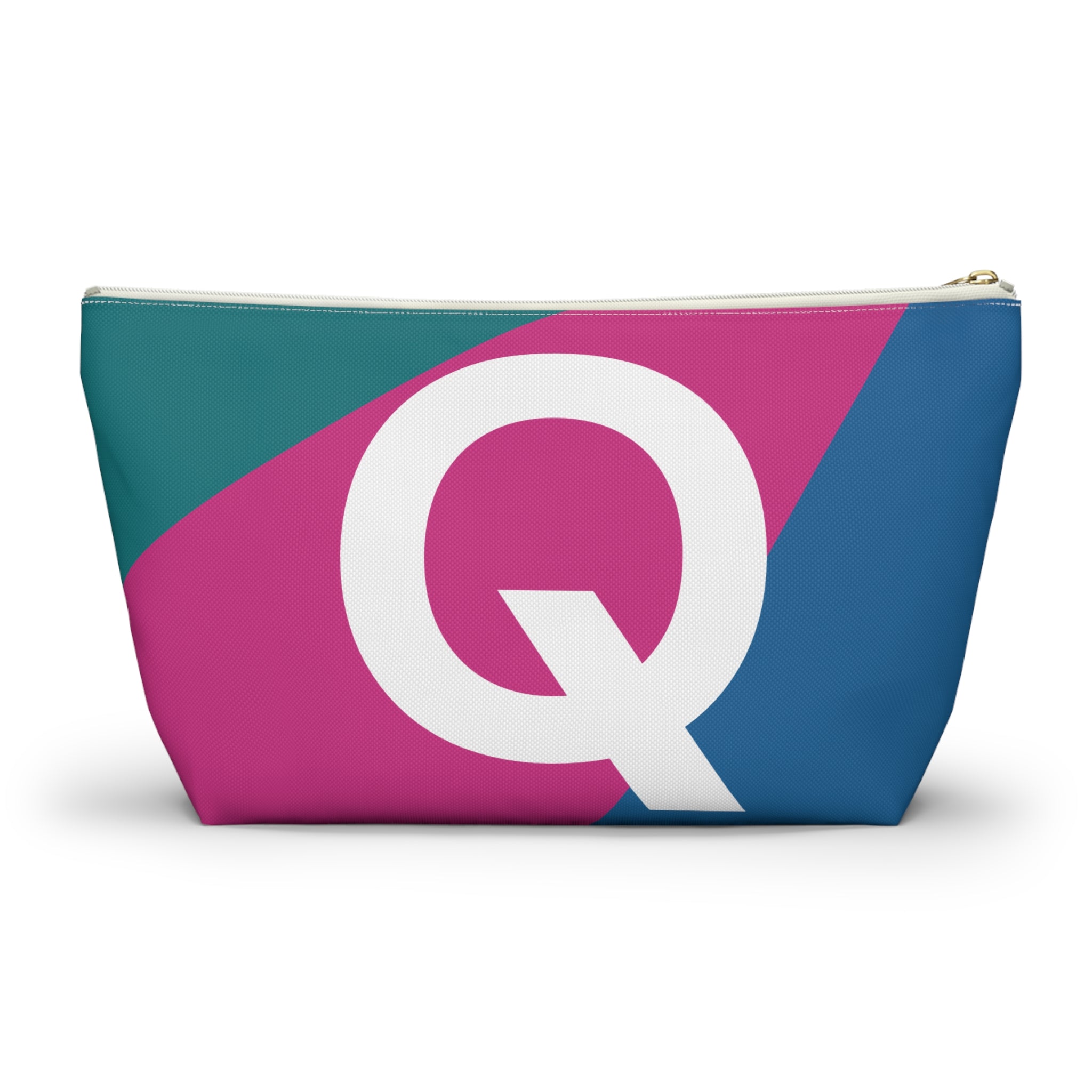 Initials Colorblock Accessory Pouch — Monogram Q T-Bottom Cosmetic Bag