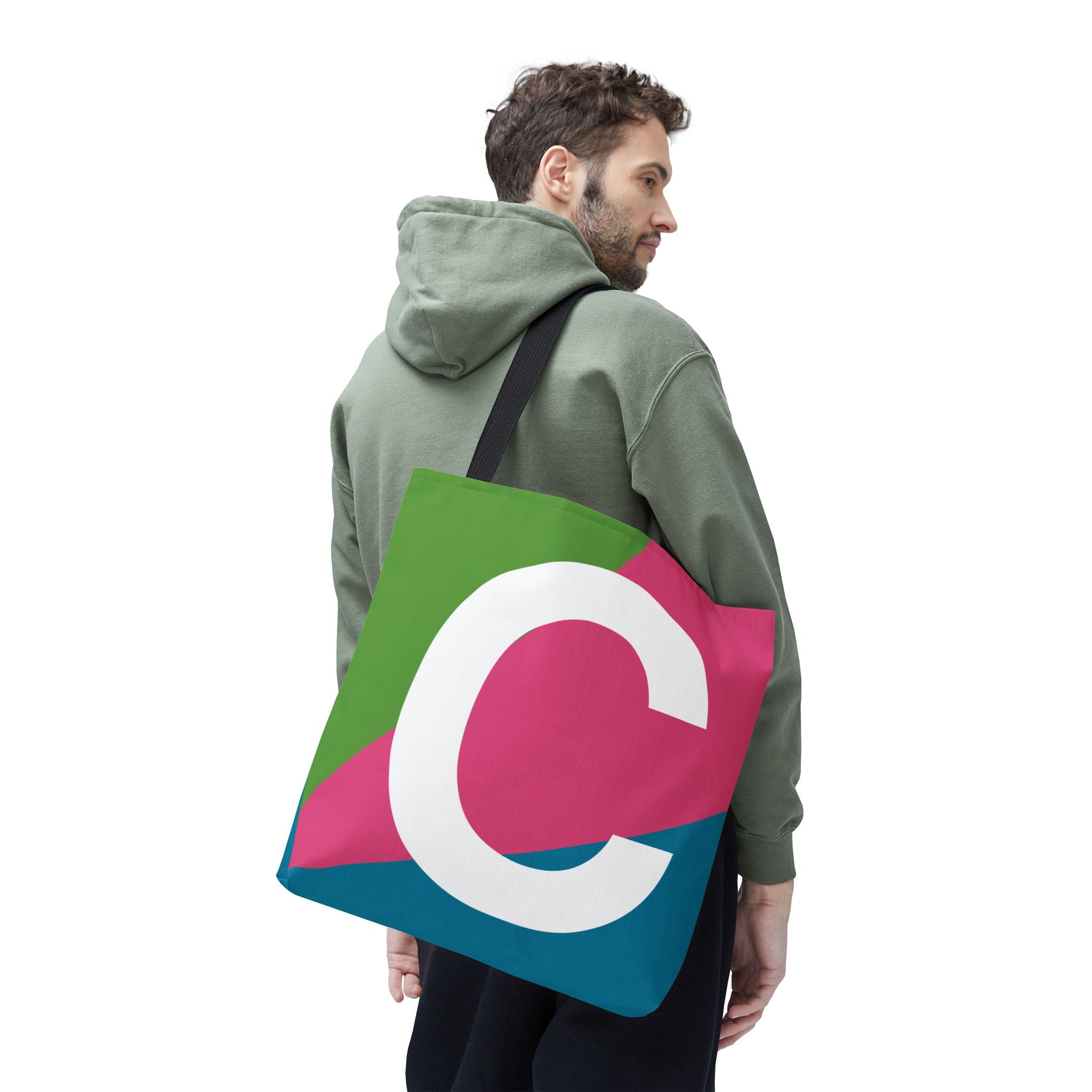 Monogram 'C' Colorblock Tote Bag — Personalized Initial C Shoulder Tote
